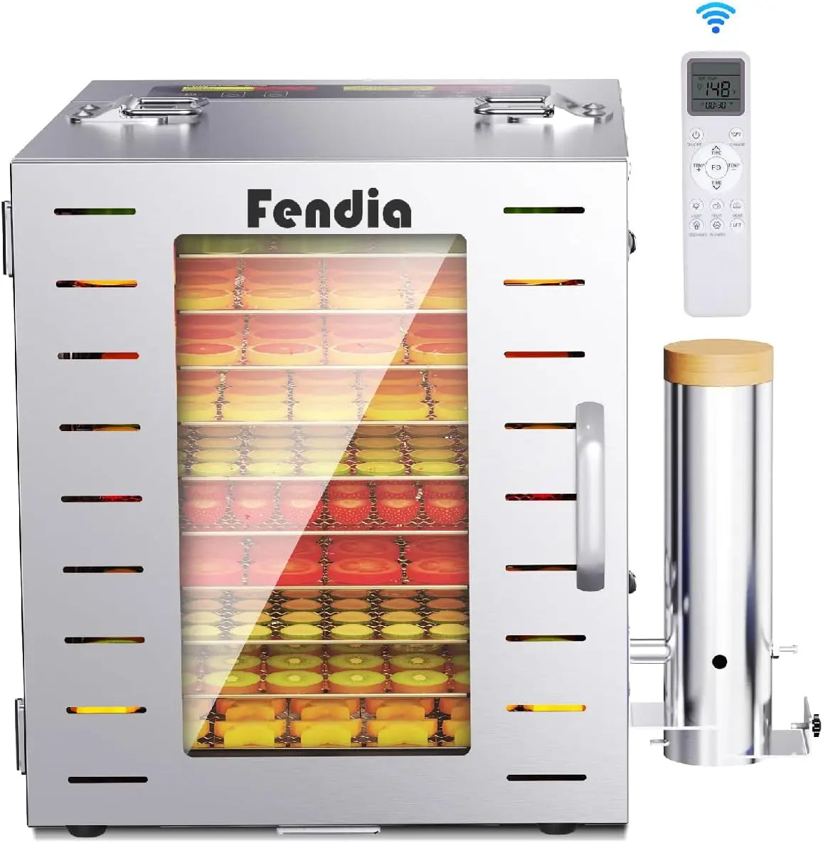 Food Dehydrator for Jerky - 10 Stainless Steel Trays, 1000W Fruit Dehydrator, 24H Timer and 194°F Temperature Control, Overheat Protection, Herbs