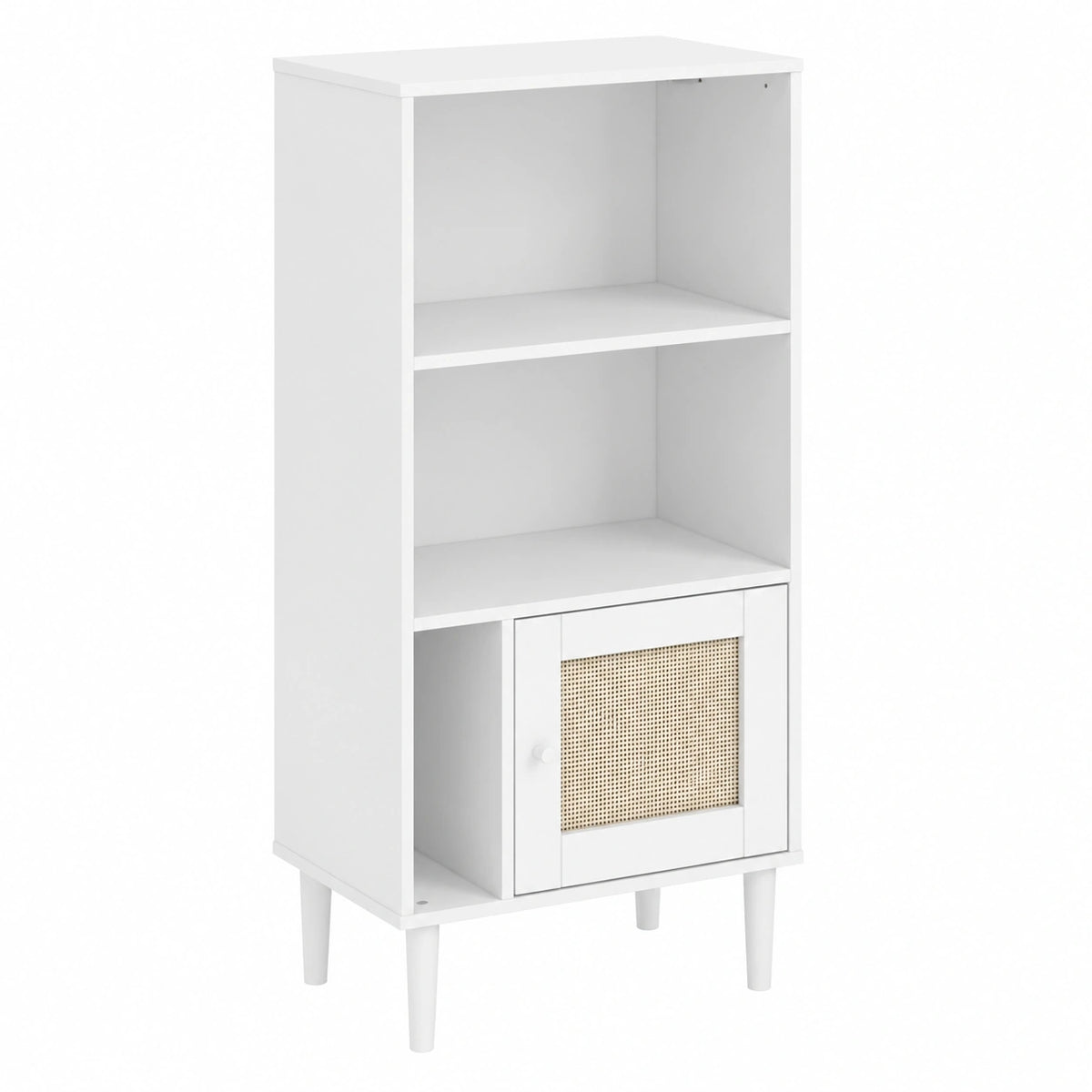 Libreria LAPOOH SENJA in Legno di Pino con Effetto Rattan, 60x35x130 cm, Scaffale Espositivo Moderno