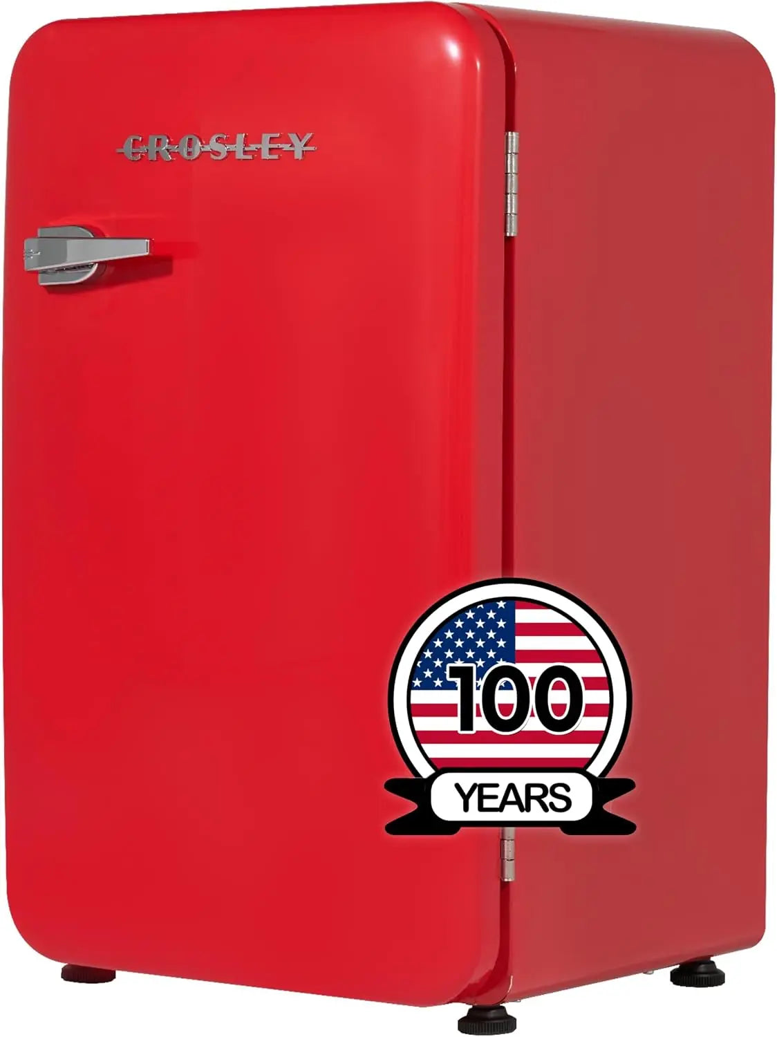 Crosley Retro Mini Fridge 3.2 Cu. Ft. Red Hot Red w/o Freezer - Compact Refrigerator for Bedroom, Garage, Office Under Desk, Undercounter, Apartment