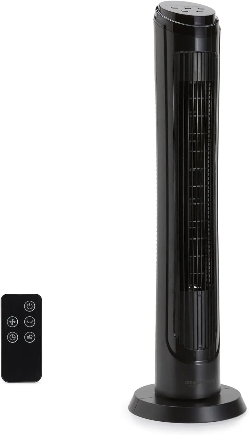 Amazon Basics 40 Inch 70-Degree Oscillating Digital Tower Fan with Airflow for Bedroom - Living Room, Office, 4 Speeds, 3 Modes, 15-Hour Timer, 50W