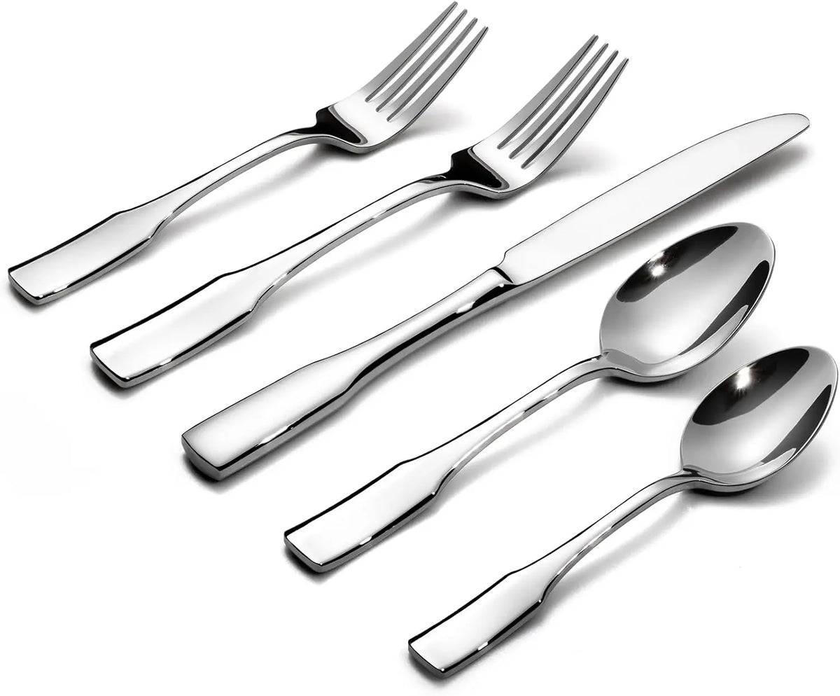Alata Kate 20-Piece Silverware Set Stainless Steel Flatware Set - Service for 4, Mirror Polished Cutlery Set, Dishwasher Safe