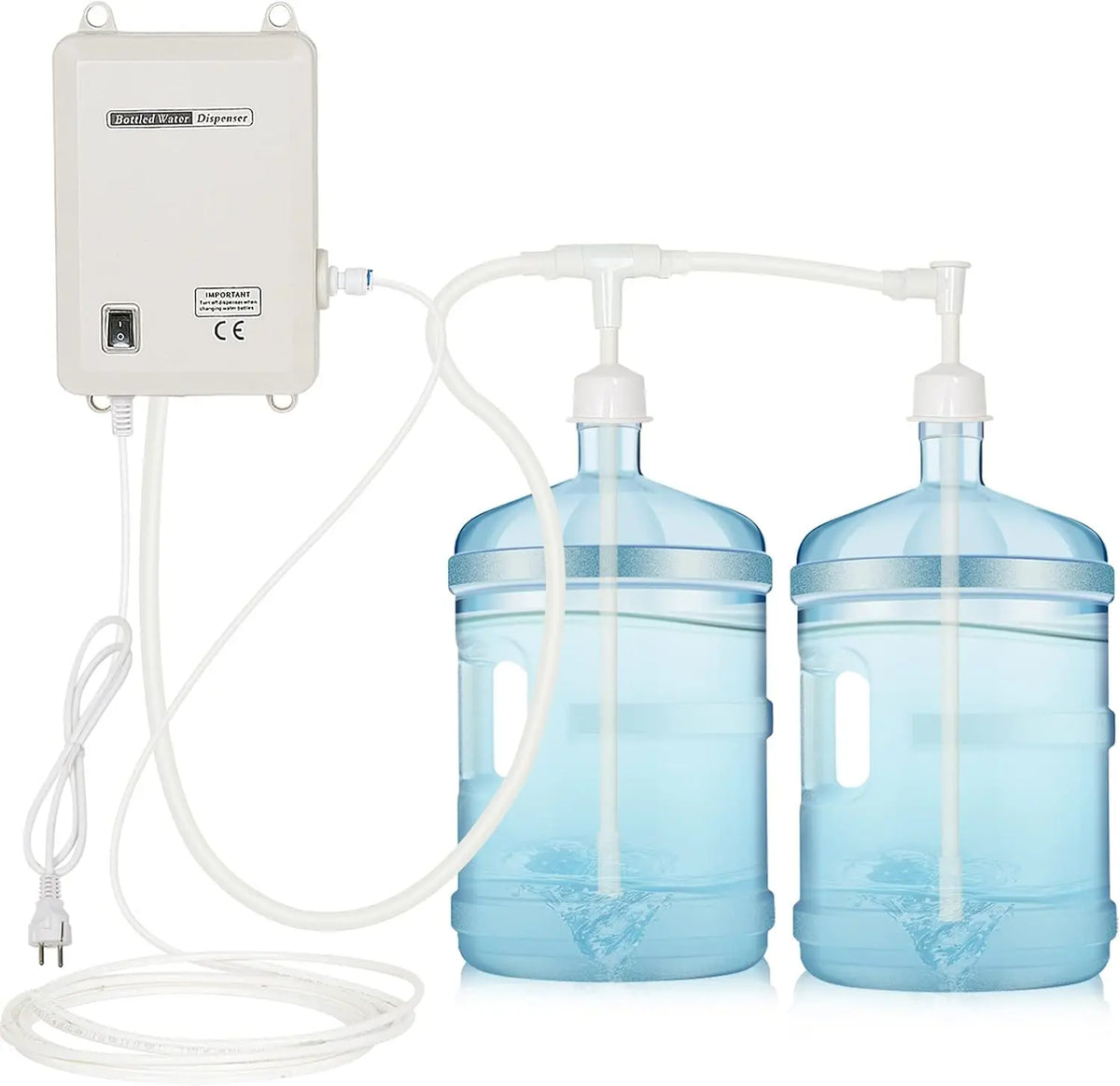 TDRRICH Bottled Water Pump System Double-Tube - Pressure Value 60Psi, Flow 2L, Drinking Water Dispensing Electric Pump for 5 Gallon, Ice Machines