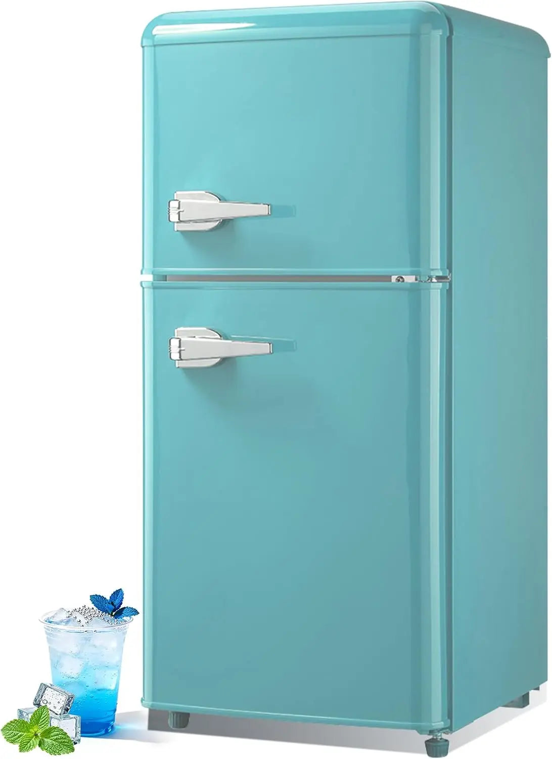 Retro Mini Fridge with Freezer 4.0 Cu. Ft. - Small Refrigerator Dual Door