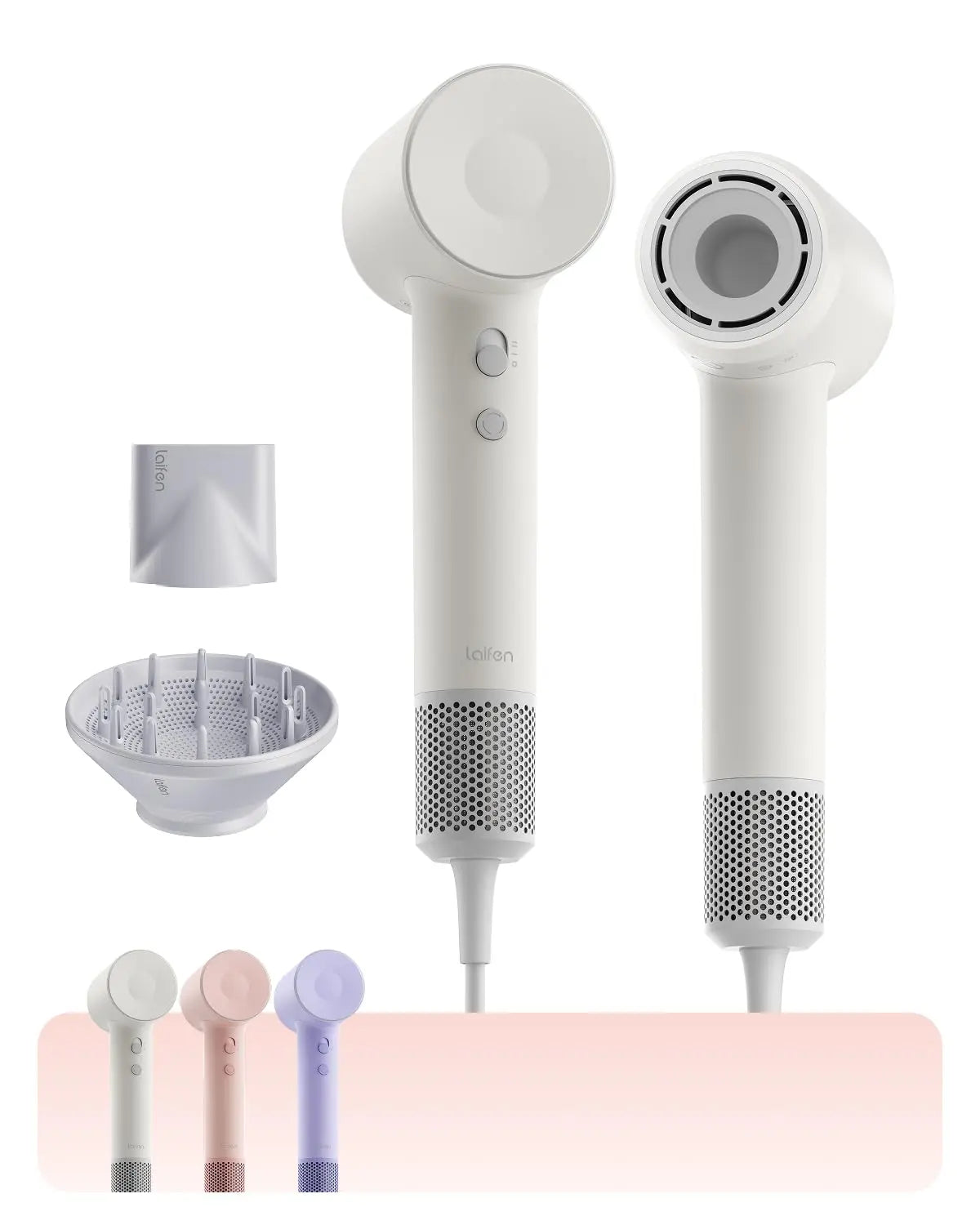 Laifen SE 2 Diffuser Hair Dryer for Women - 21.5m/s Air Speed, Matte White