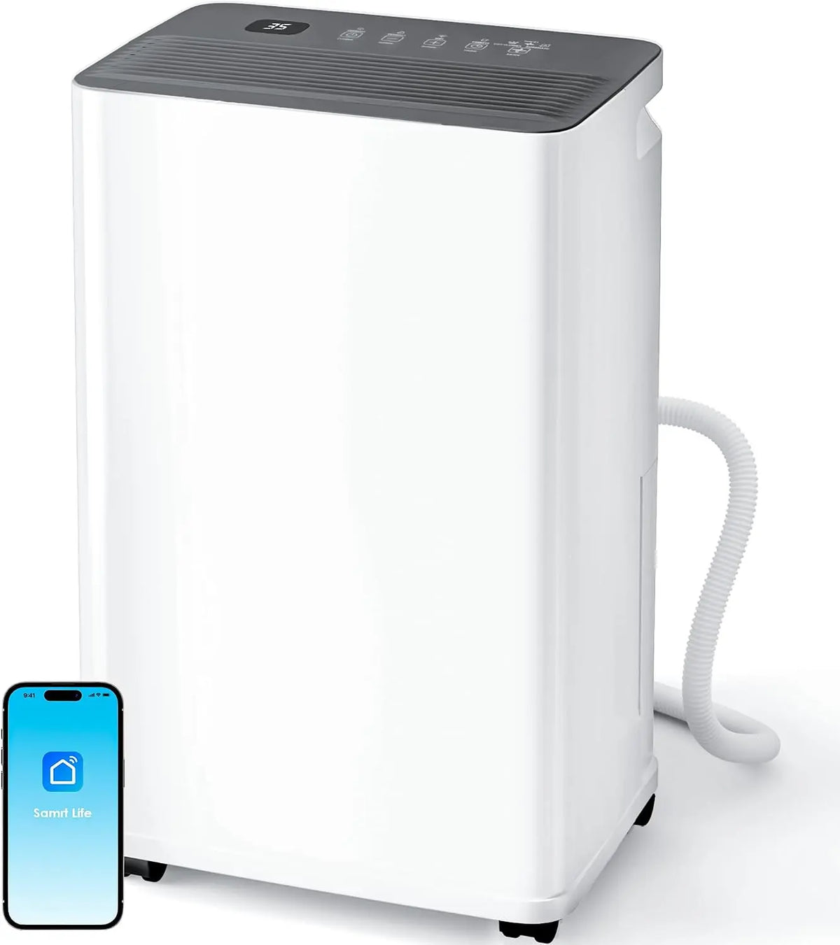 Manastin 2500 sq.ft Dehumidifier for Basement - Update Smart APP WiFi Control, 35 Pint Dehumidifiers for Home with Drain Hose, 24H Timer & Child Lock