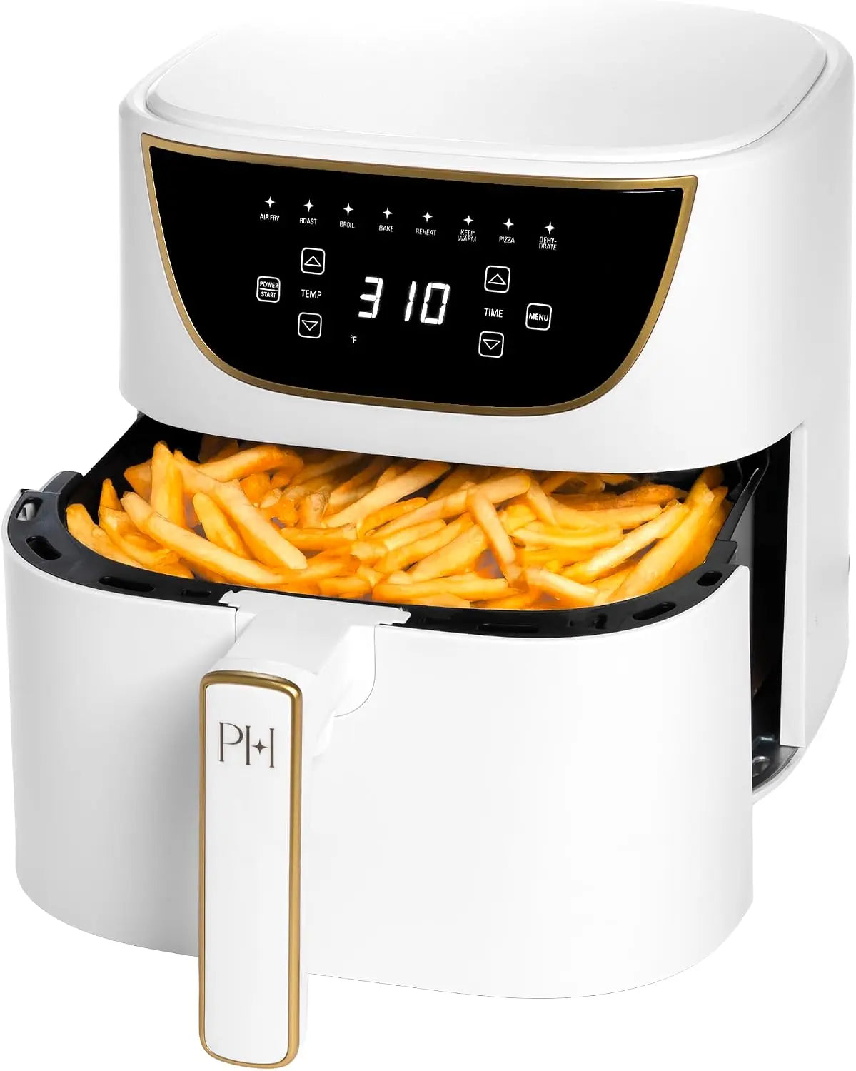 Paris Hilton 6-Quart Air Fryer - Nonstick Basket Made Without PFAS, Touchscreen, 8-in-1, Fry, Roast, Broil, Bake, Reheat, Keep Warm, Pizza, Dehydrate