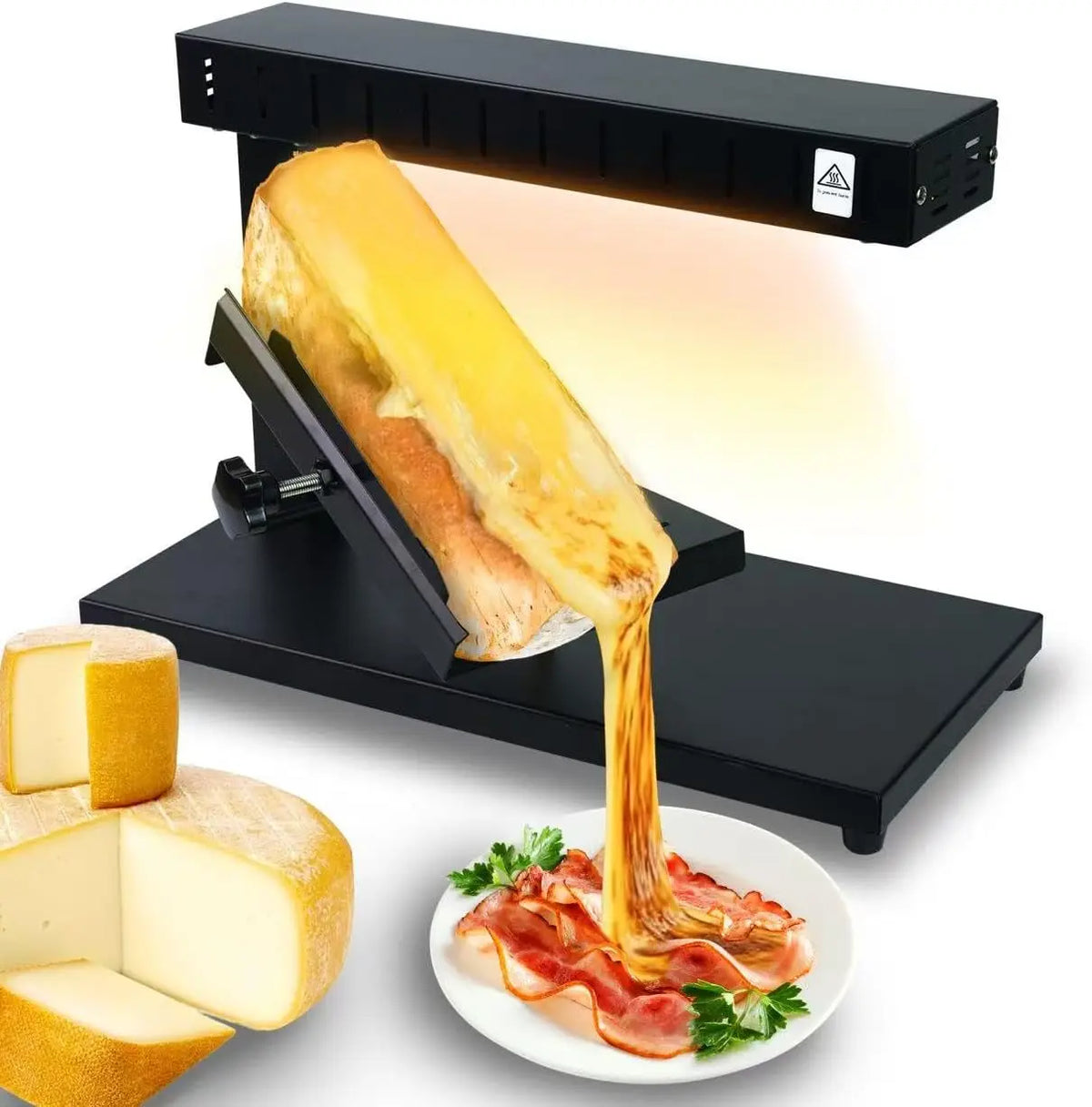 Electric Raclette Cheese Melter - Commercial Half Cheese Melter Wheel Maker Height Angle Adjustable for Resaurant, Party