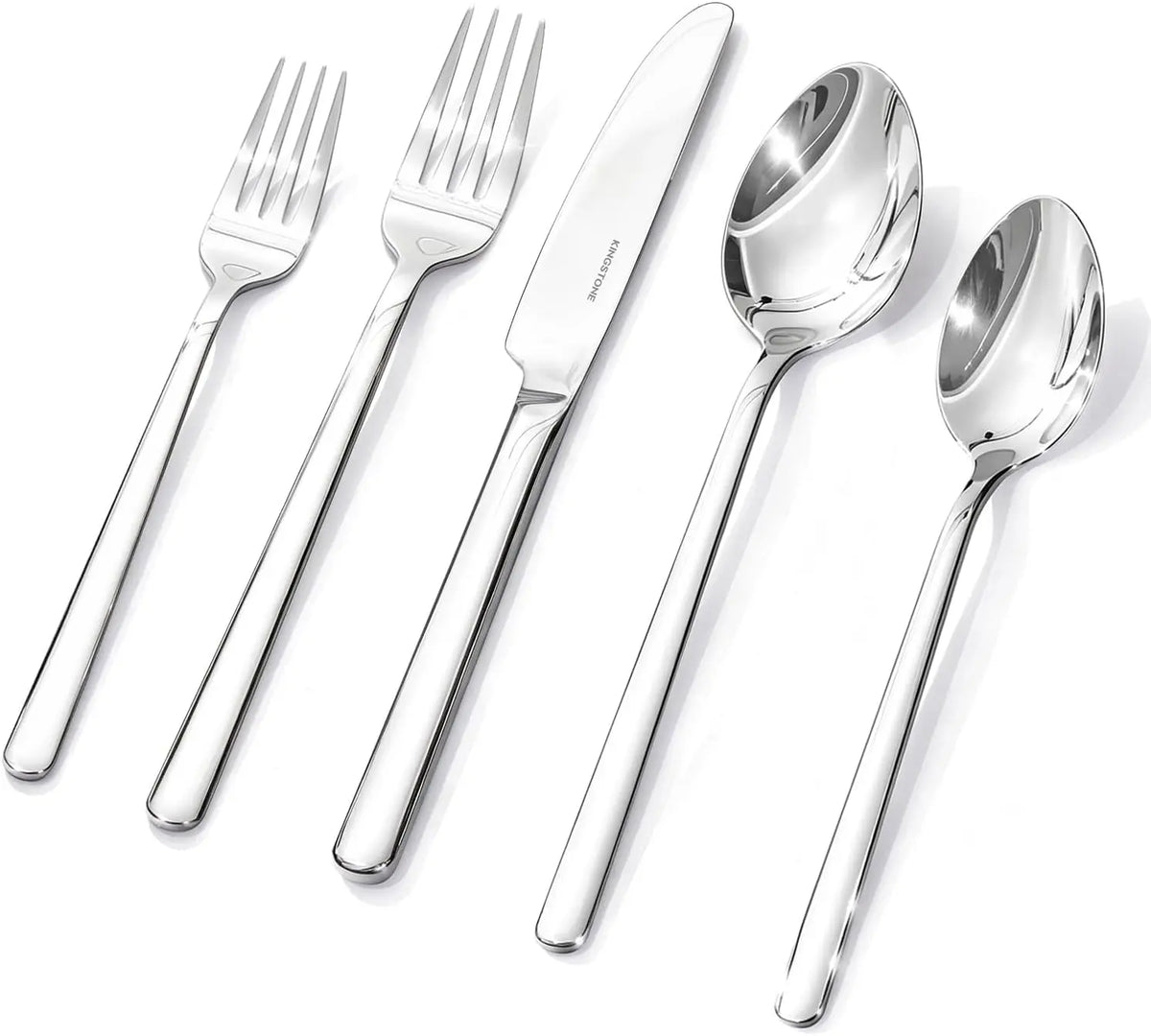 KINGSTONE 40 Piece Silverware Set - Flatware Set for 8, 18/10 Stainless Steel Cutlery Set Mirror Polished Modern Design Dishwasher Safe