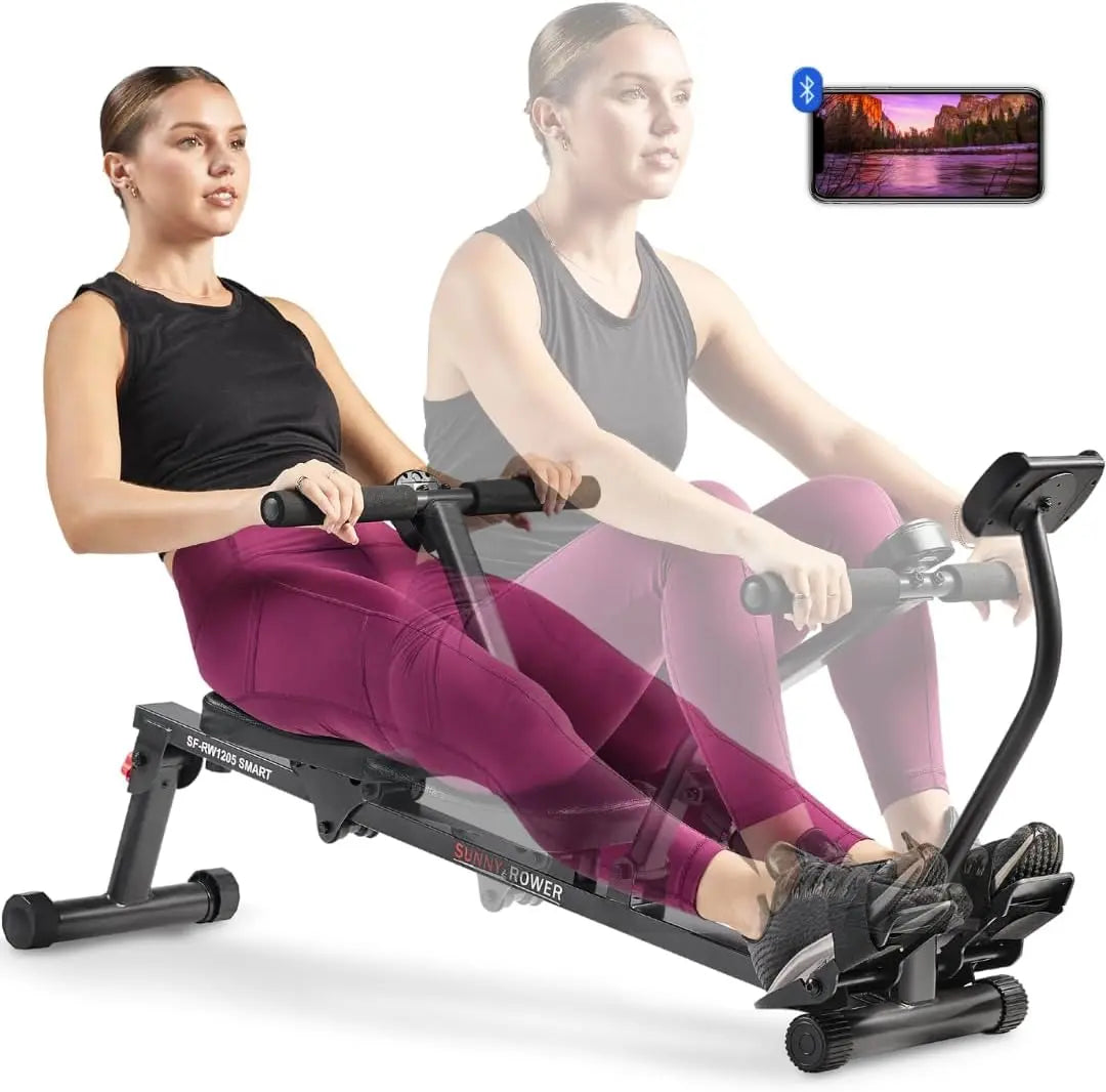 Sunny Health & Fitness Compact Hydraulic Rower - With 12-Level Resistance