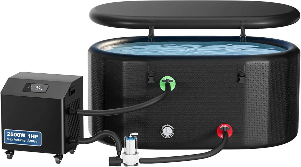 Ice Bath Chiller & Cold Plunge Tub Kit - 1HP Cold Plunge Chiller with External Pump & Filter, Insulated XXL 216 Gal Ice Pod