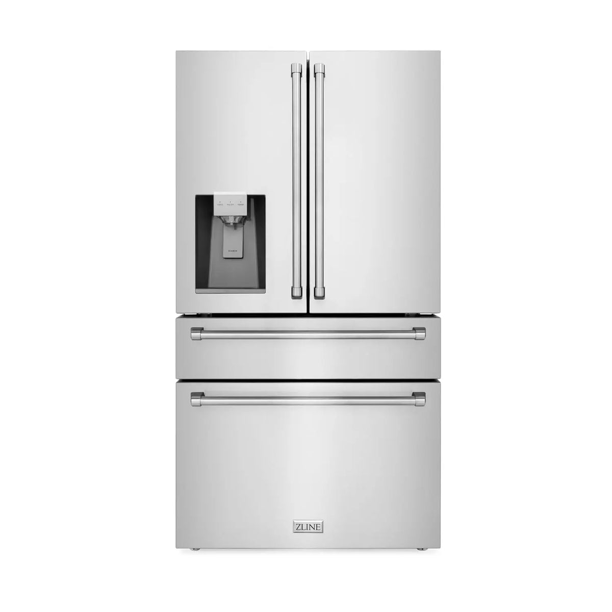 ZLINE 36 Inch 21.6 Cu. Ft. Counter-Depth French Door Refrigerator - Water and Ice Dispenser in Fingerprint-Resistant Stainless Steel, RFM-W-36