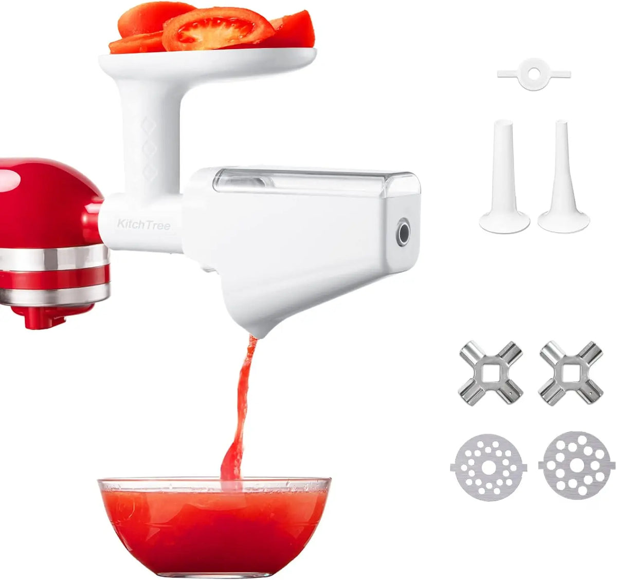 KITCHTREE Fruit & Vegetable Strainer Attachment Set for KitchenAid - Includes Food Grinder Attachment and Sausage Stuffer Tubes