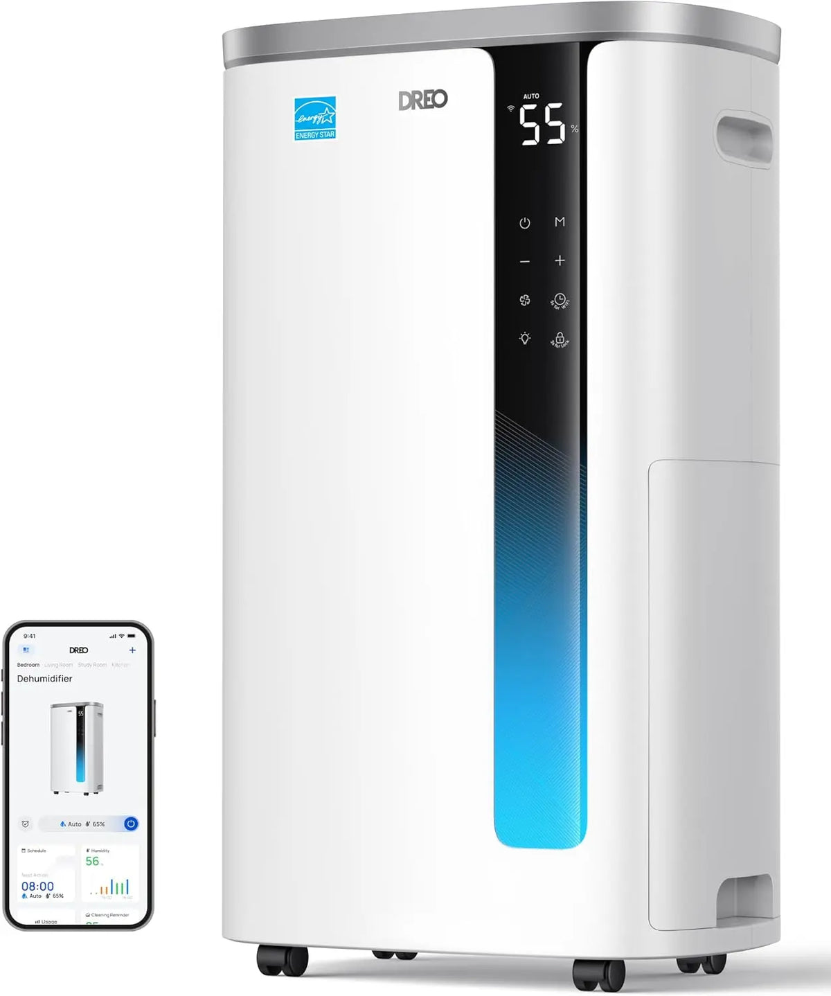 DREO Energy Star 2025 Smart Dehumidifier for Basement - 1.85 Gal Water Tank