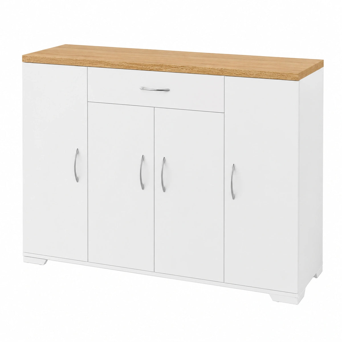 Credenza Moderna da Cucina in Legno MDF Bianca con Cassetto e Ante