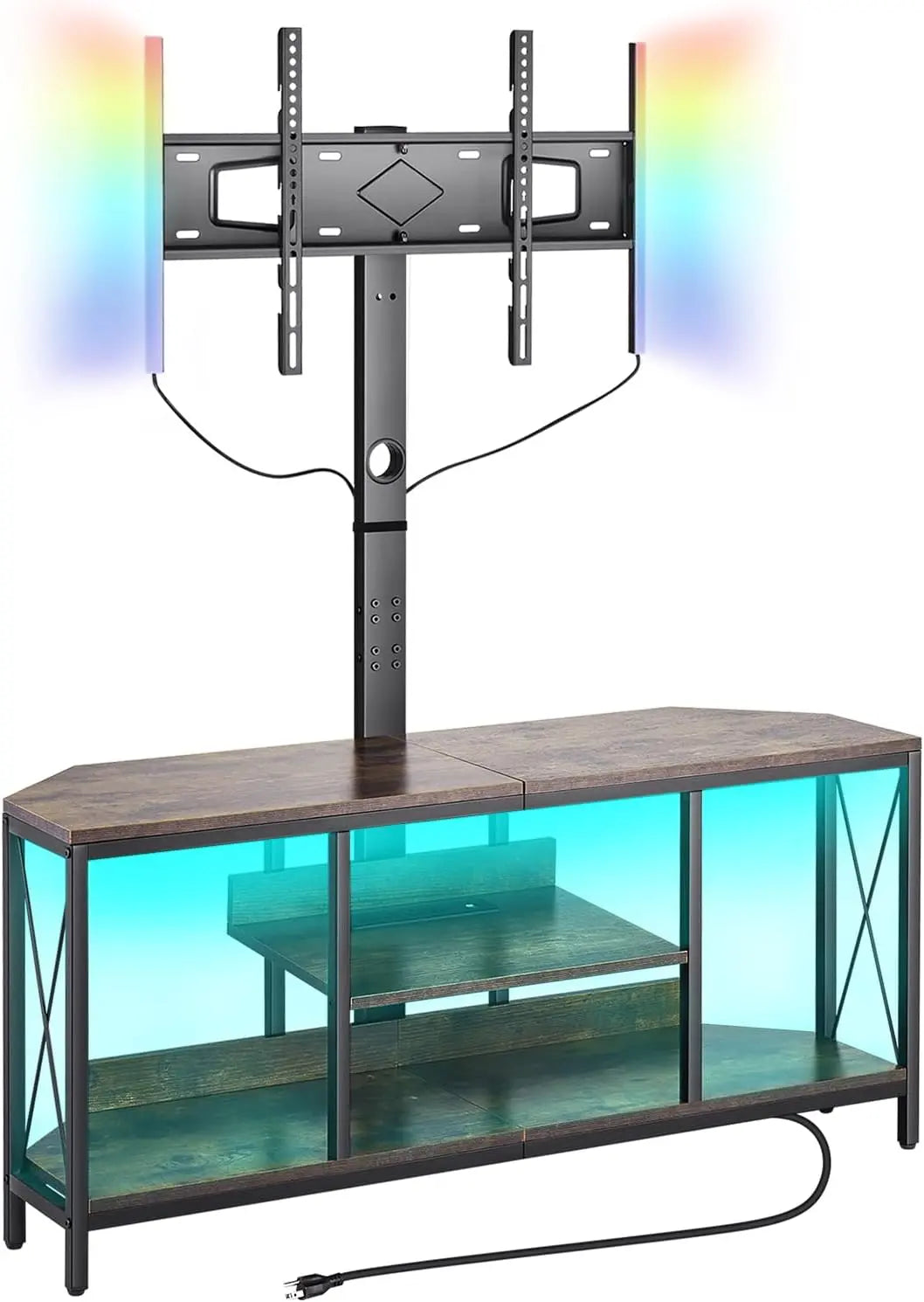 VEVOR 45 Inch TV Stand with Mount for up to 75 in TVs - Entertainment Center with Power Outlet & LED Lights, Living Room