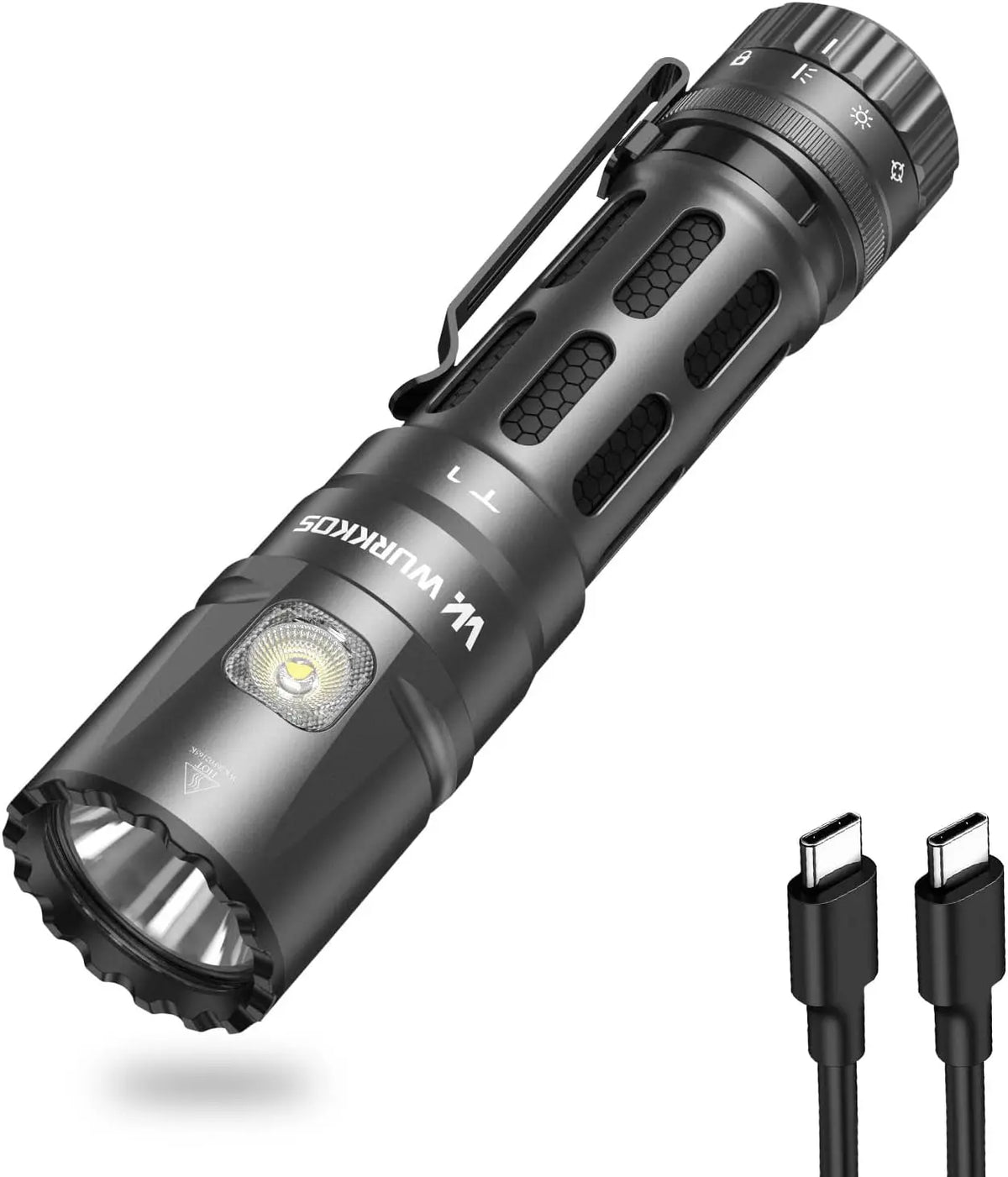 Wurkkos T1 5500 High Lumens Led Tactical Flashlight - Super Bright Pocket Flashlights RGBW Side Light & Dual Modes, IPX68 Waterproof, Camping, Hiking