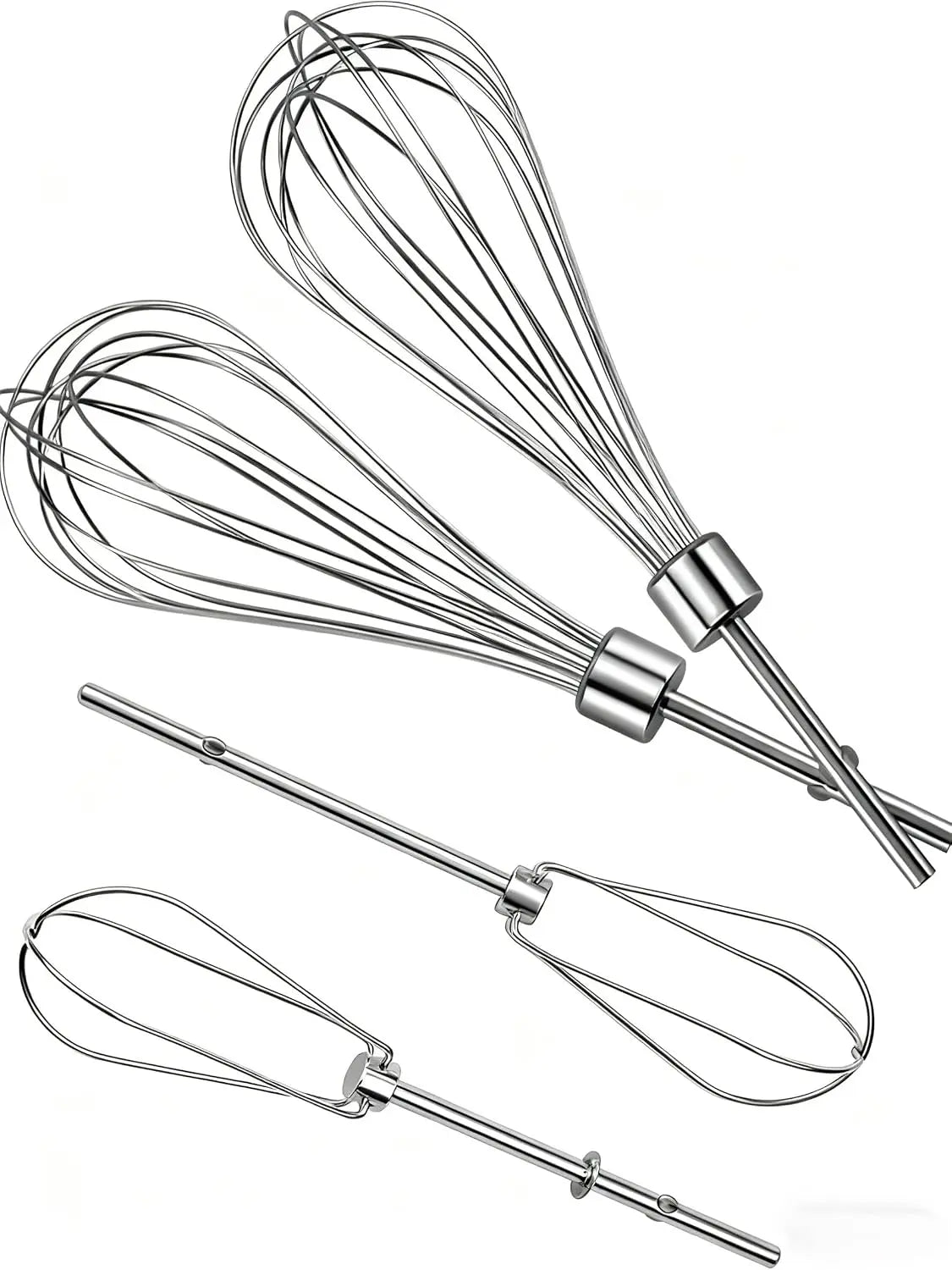 W10490648 Hand Mixer Turbo Beaters KHM2B - 2 Pack, & KHMPW Stainless Steel Pro Mixer Whisk Attachment, 2 Pack