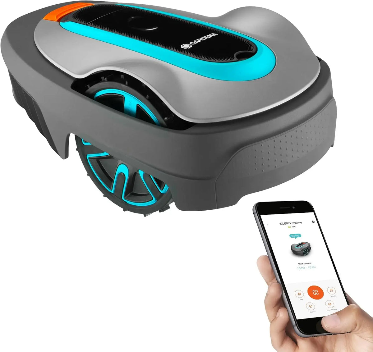 GARDENA 15002-41 SILENO City - Automatic Robotic Lawn Mower, with Bluetooth app and Boundary Wire, one of The quietest in its Class, Made in Europe