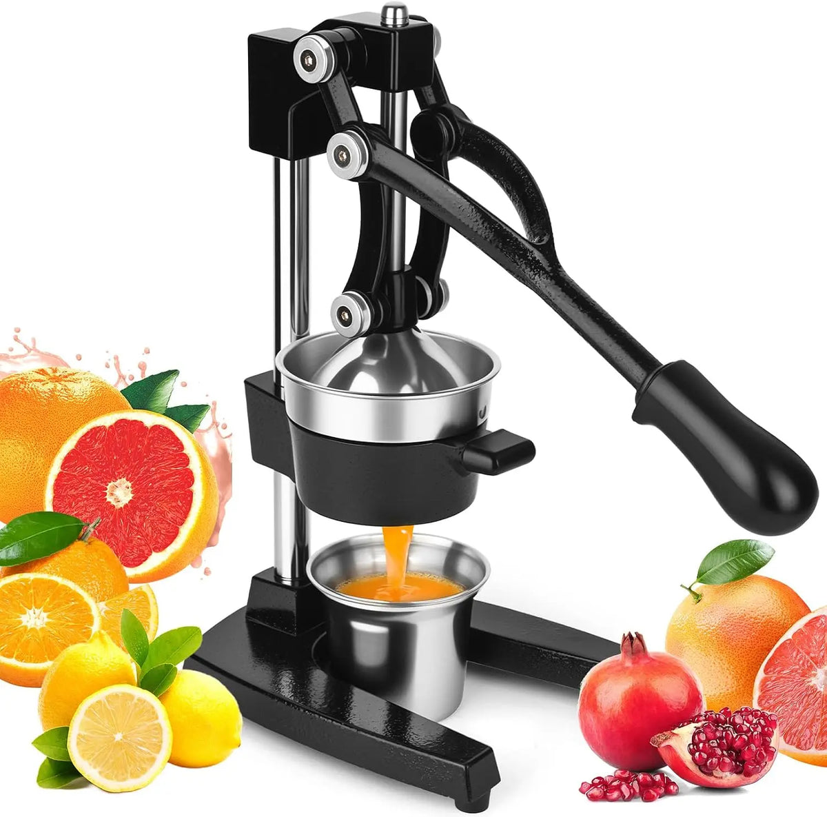 Lemon Squeezer Manual Citrus Juicer Press - Heavy Duty Cast Iron Orange Juicer with Stainless Steel Cone, Commercial Lever Juice Press for Lemon