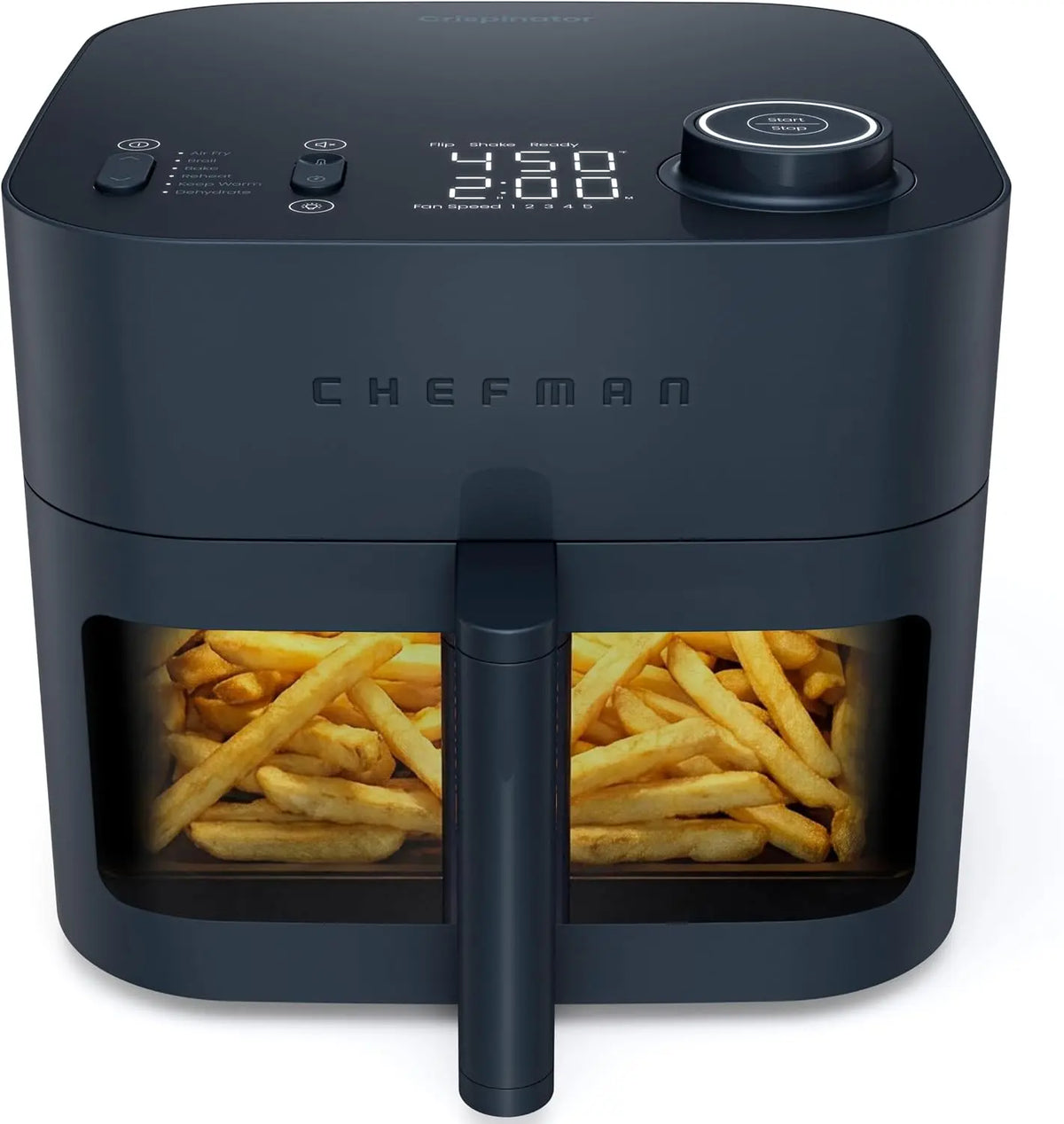 Chefman Crispinator Air Fryer 6-in-1 with 8 Qt capacity - 450°F Max Temp with TurboFry Pro Technology for Fast and Even Results, Viewing Window