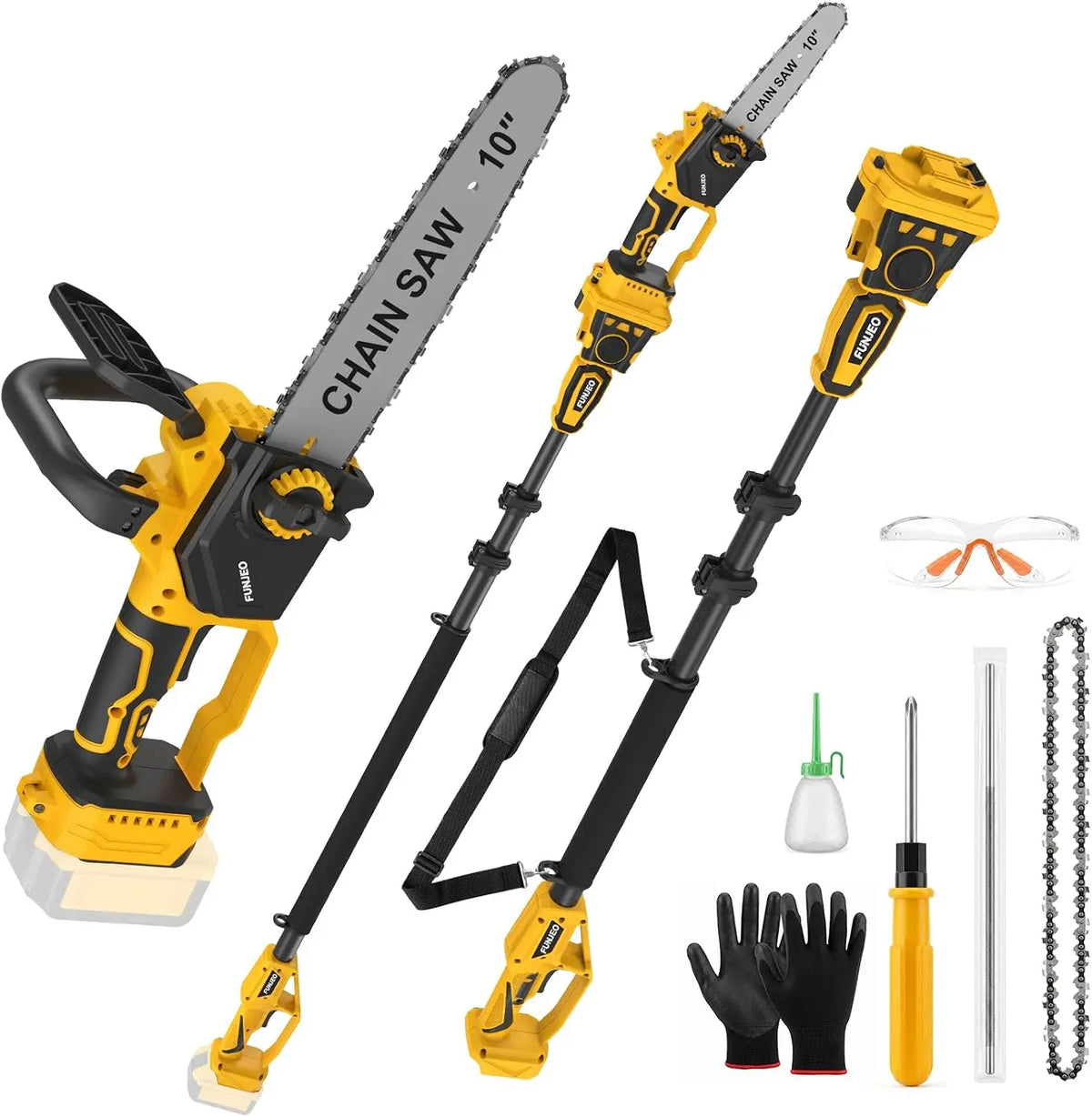 2-IN-1 Cordless Pole Saw & Chainsaw for De-Walt 20V Battery - NO Battery