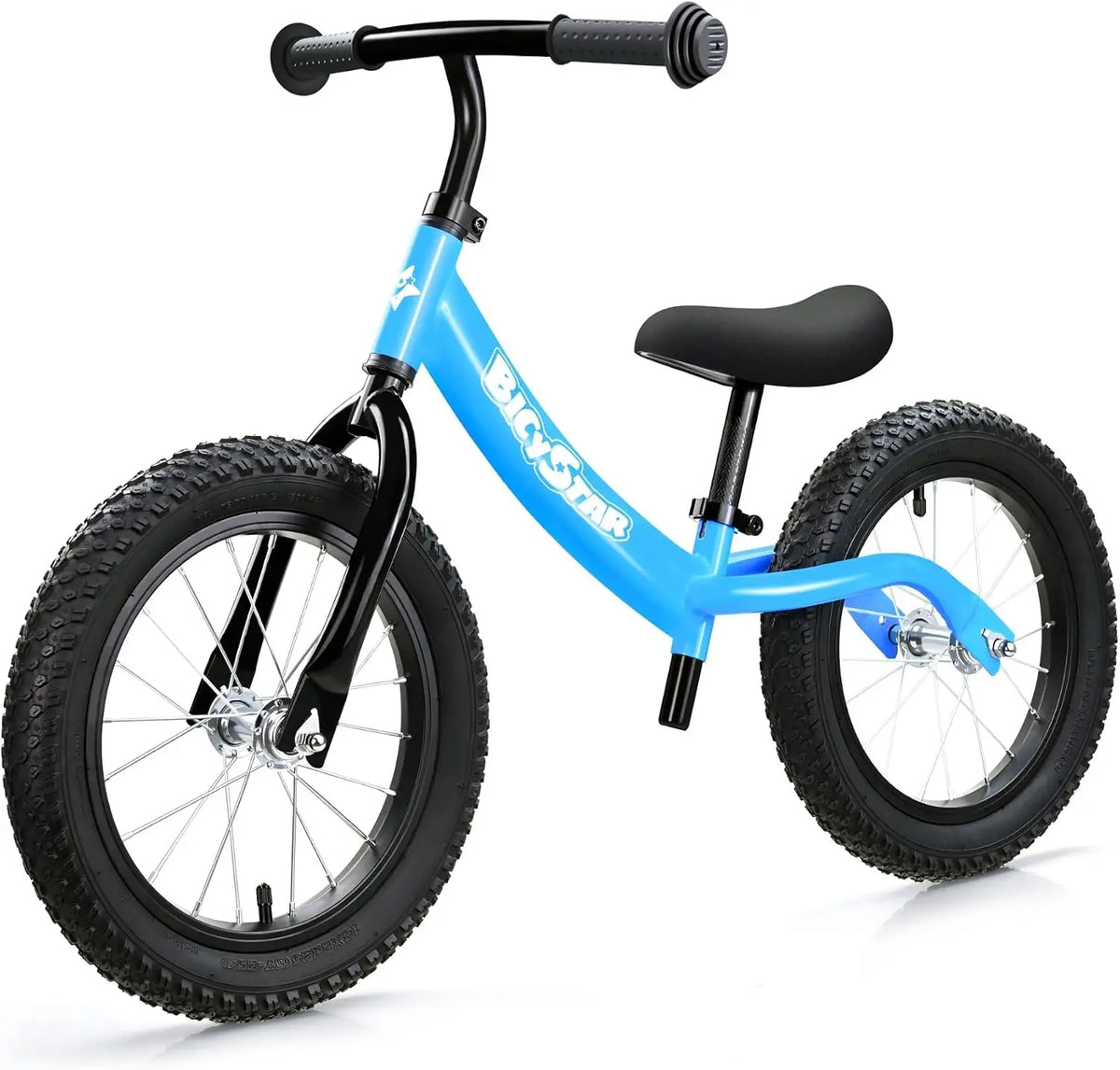 bicystar 14 Inch Balance Bike for Kids 3-5 with Rubber Air Tires - Blue