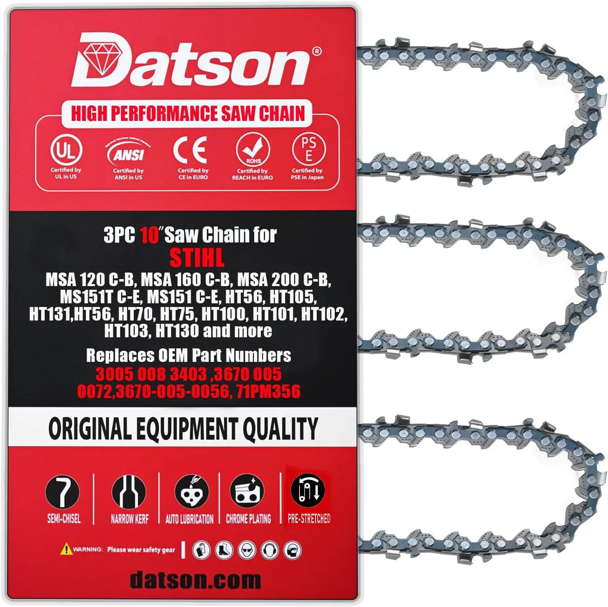 10 Inch Pole Saw Chain for Stihl 71PMM3 56 for Stihl MSA 120 C-B - MSA 160 C-B, MSA 200 C-B, MS151 C-E, HT56, HT105, HT131, HT70, HT75, HT100, HT101