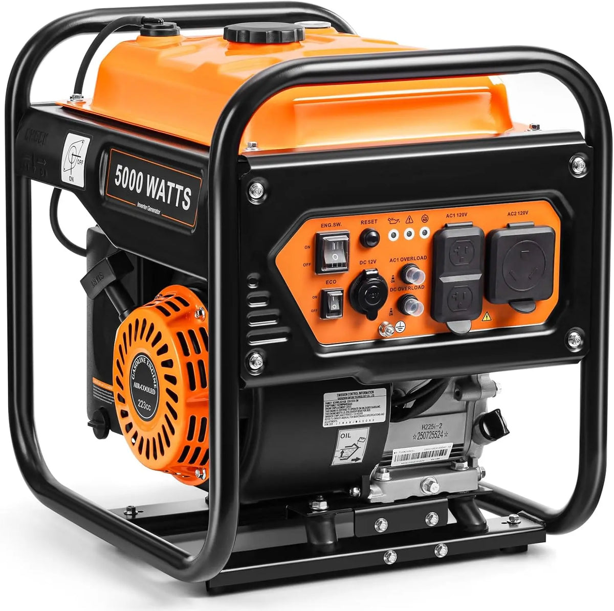 Oxseryn 5000W Inverter Generator Gas Powered - Portable Open Frame Generator