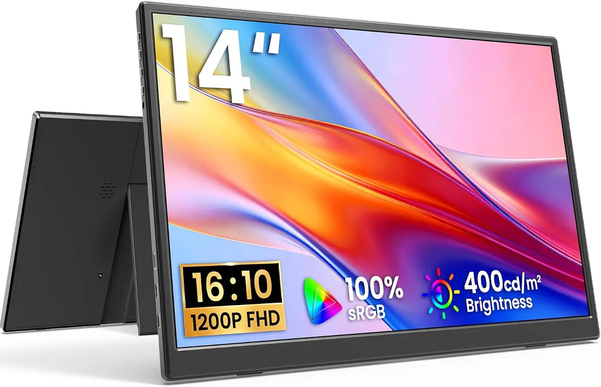 Yxk Portable Monitor 14 Inch 1200P 60Hz IPS HDR Ultra-Slim Travel Monitor - VESA Kickstand, Zero Frame Gaming