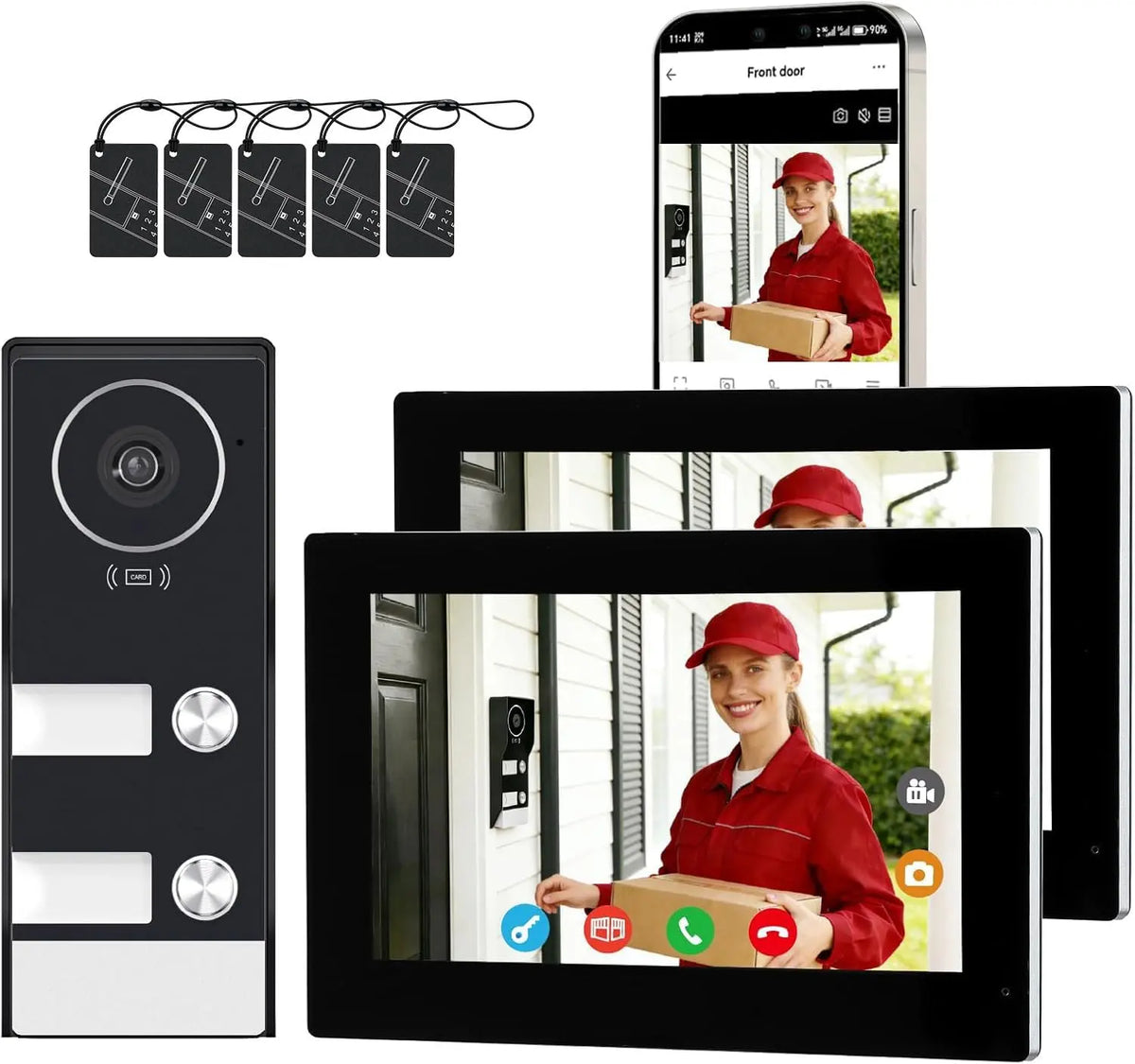 2-Wire 2-Family Video Intercom System with 7 Inch Touch Screen