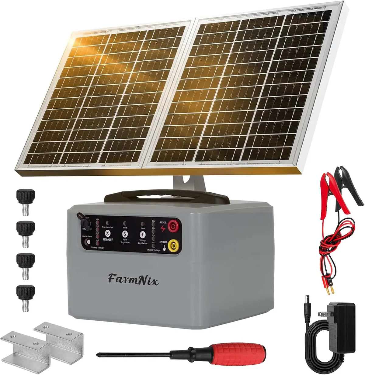 6-12KV Adjustable Output - 30 Miles 1.5J Solar Electric Fence Charger