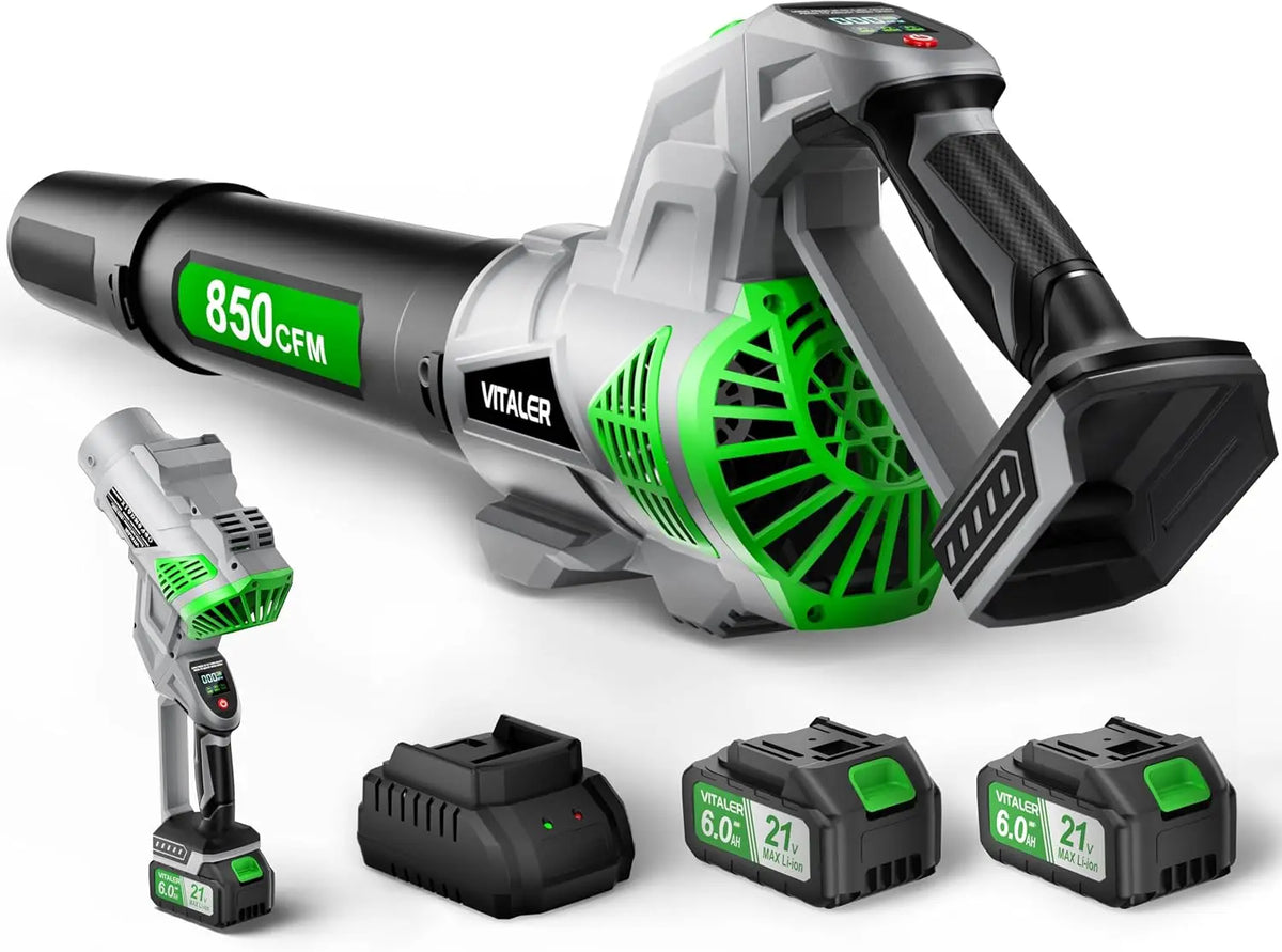 Leaf Blower Cordless - Brushless Blower 850 CFM 250 MPH with 2 Batteries