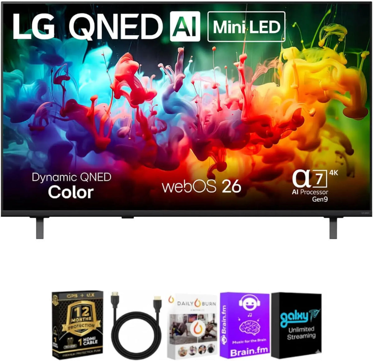 LG QNED75B 4K Smart TV Bundle with HDMI Cable & CPS Protection - 75 Inch