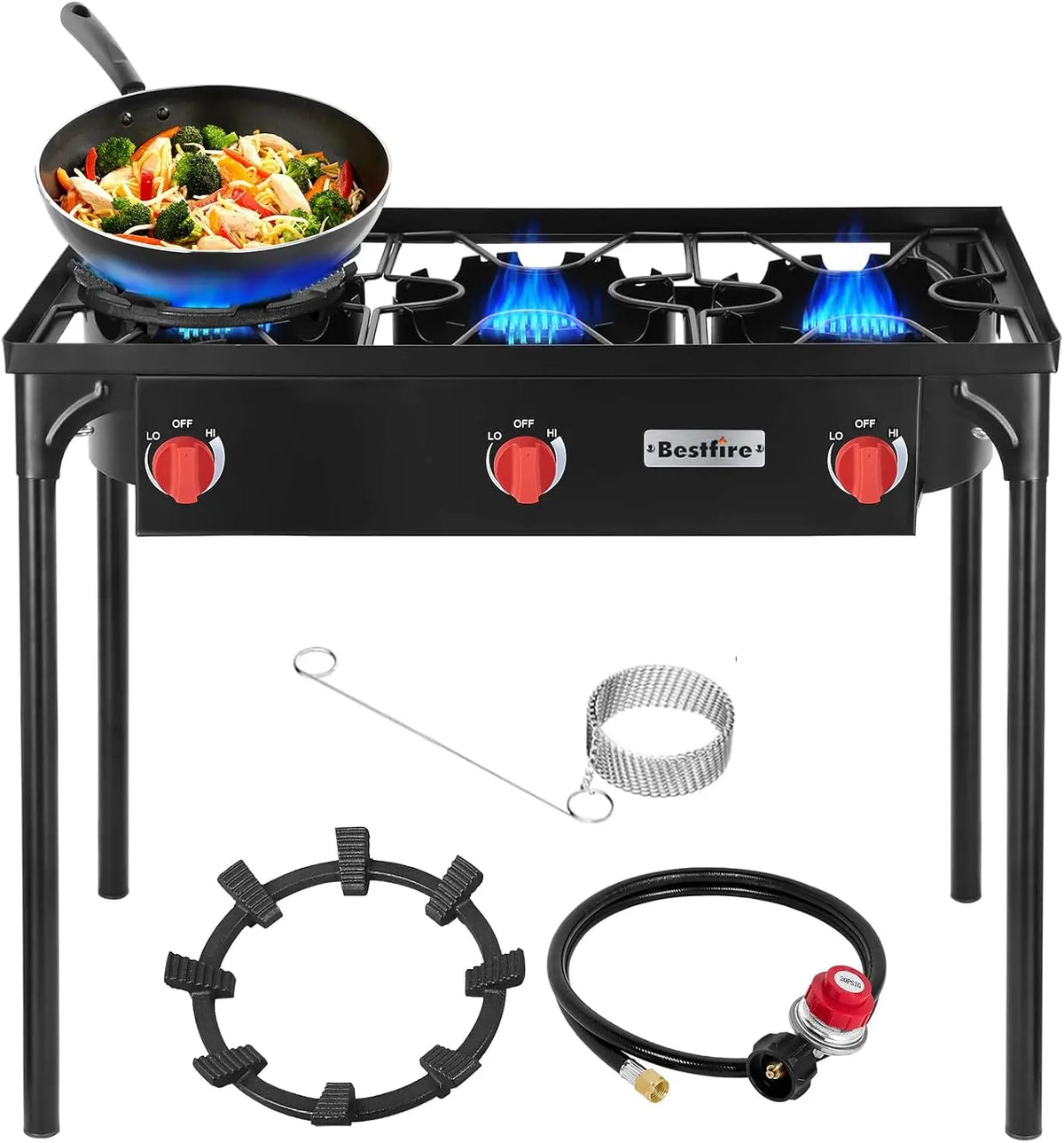 Bestfire 3 Burners Camping Stove for Cooking Outdoor - 225, 000 BTU Propane