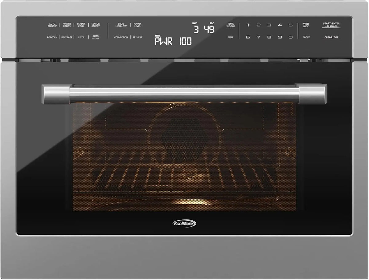 KoolMore 24 Inch Built-in Convection Oven and Microwave Combination with Broil - Soft Close Door, 1000 Watt Power, Stainless Steel Finish