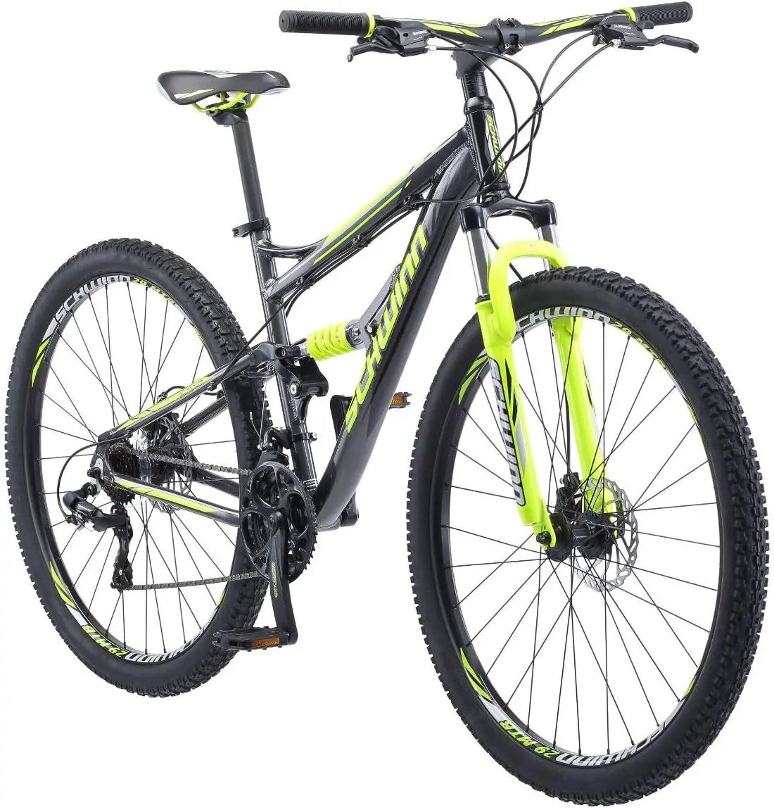 Schwinn Traxion Mountain Bike for Adult Men Women - 29-Inch Wheels, Full Suspension, 24-Speed Shimano Drivetrain, Trigger Shifter