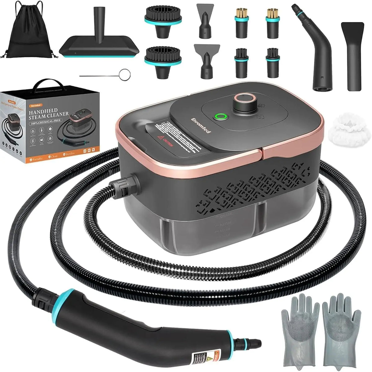 Steam Cleaner - Portable Steamer for Cleaning with 16pcs Accessories, 15s Heat-Up, Handheld Steam Cleaner for Home, Bathroom Mildew, Bed Bugs, Floor