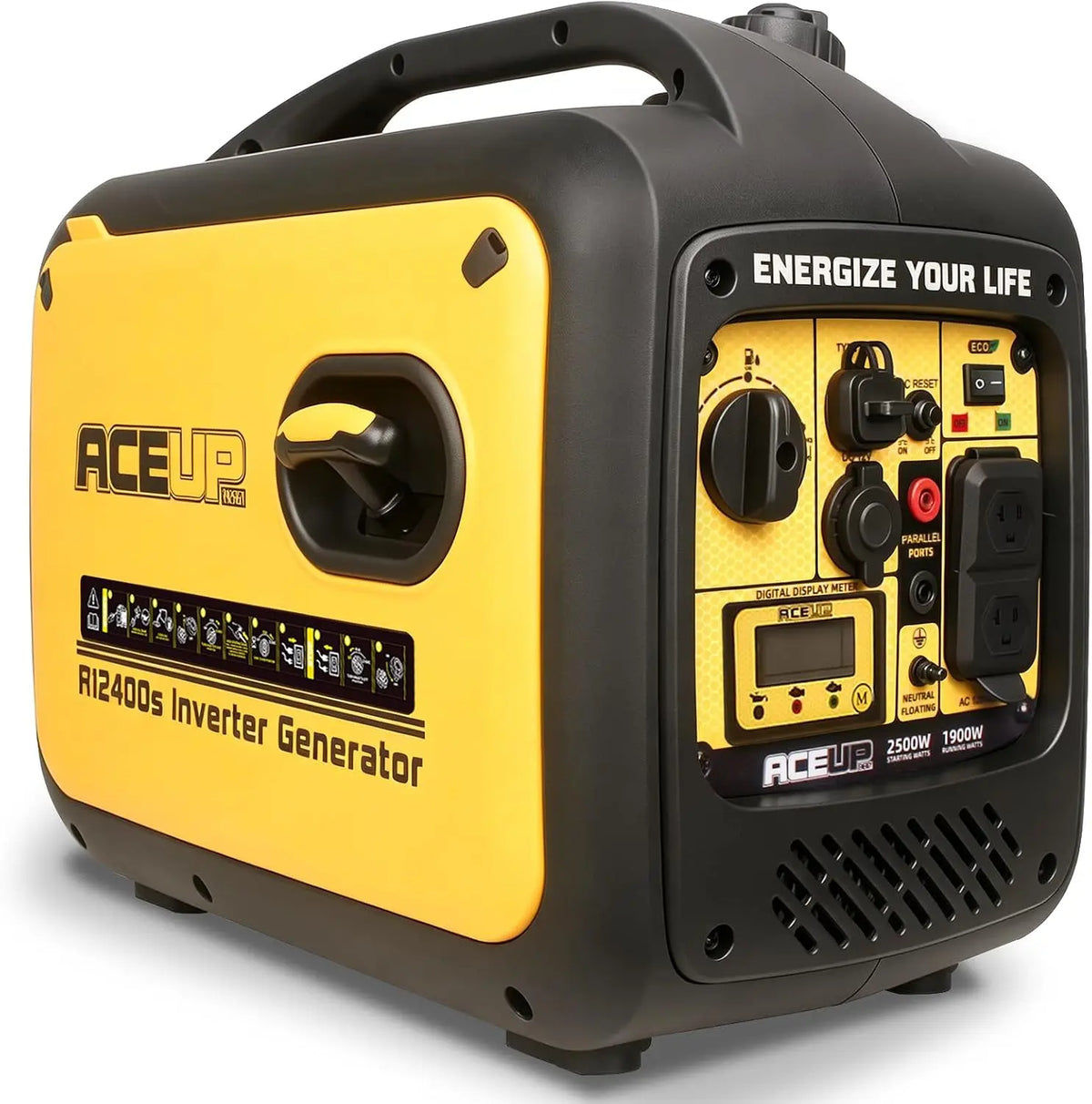 Aceup Energy 2500 Watt Portable Inverter Generator - Super Quiet Gas Powered Generator, Emergency Backup, Camping, EPA Compliant