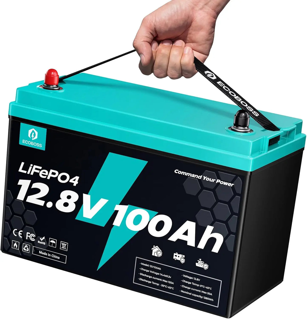 1Pack - 12V 100Ah LiFePO4 Battery Deep Cycle Lithium Battery