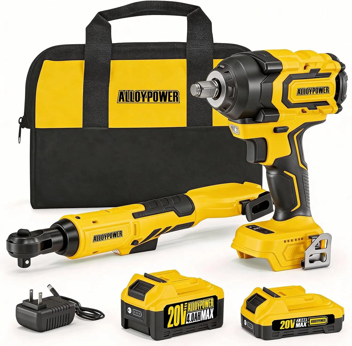 20V - 1/2 Cordless Brushless Impact Wrench& 3/8'' Ratchet Combo Kit