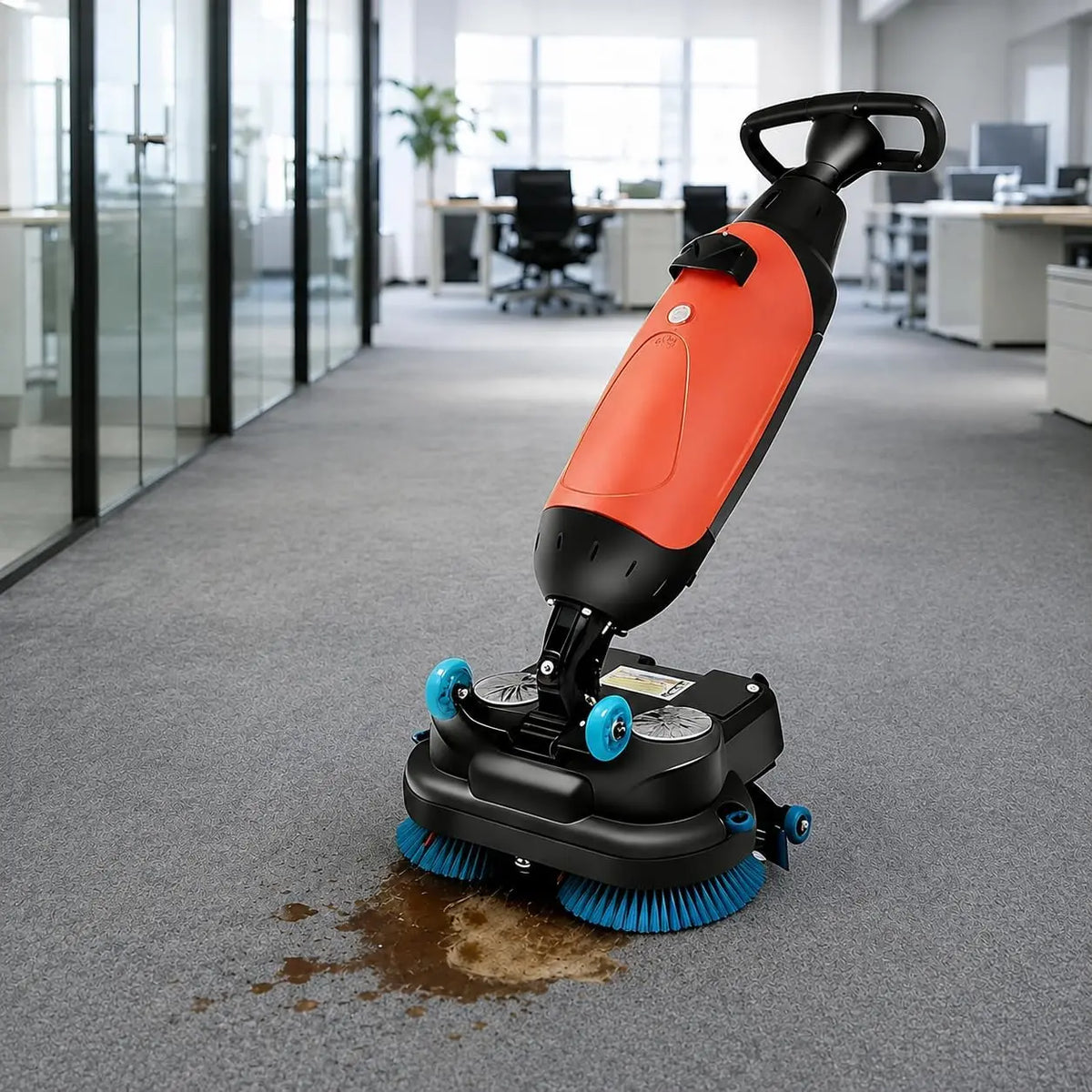 Cordless Floor Scrubber Machine - Floor Scrubber 360° Rotating Head Red