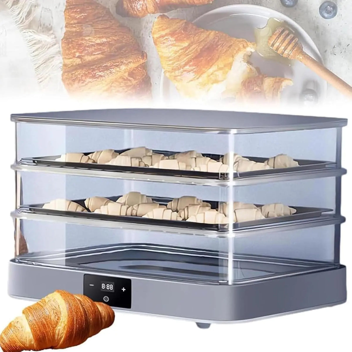 Electric Dough Proofer Machine - 40L Home Bread Proofing Box with Adjustable Temperature, Timing and Humidity Control for Even Fermentation
