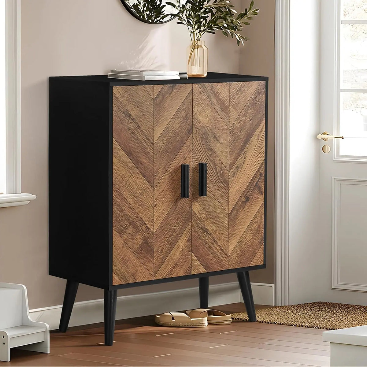 Iwell Storage Cabinet with 2 Shelves & Doors - Sideboard Buffet Cabinet with Storage, Entryway Cabinets, Accent Cabinets for Living Room, Dining Room