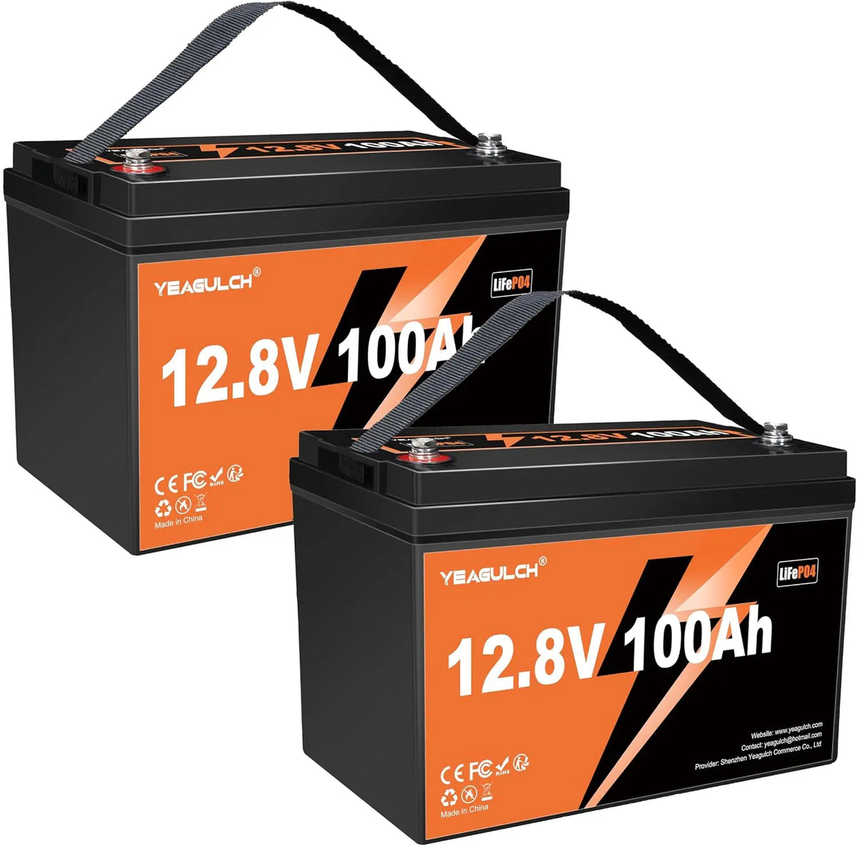 2 Pack - 12V 100Ah LiFePO4 Lithium Battery BIC Group 31 100A BMS