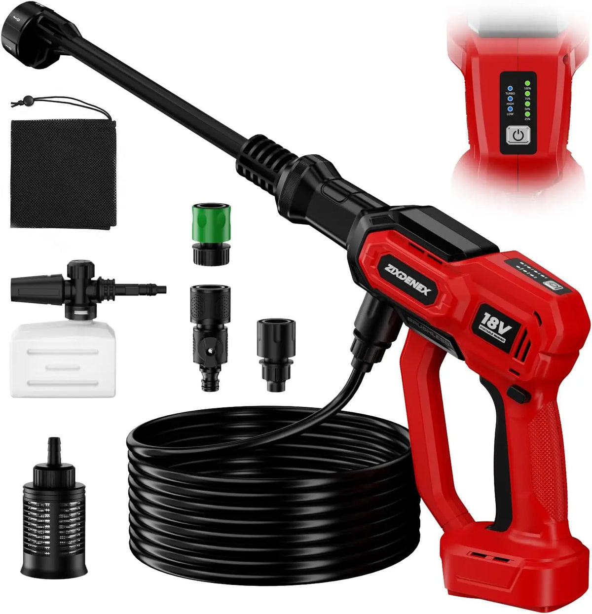 Cordless Portable Washer for Milwaukee 18V Battery - 1150 PSI Portable Handheld Washer with Brushless Motor, 6-in-1 Nozzle, Battery Not Included