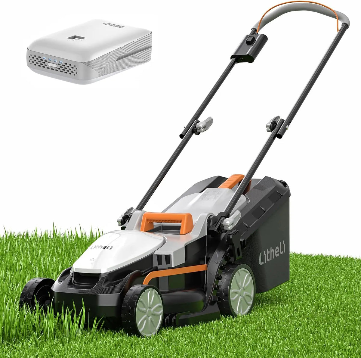 Litheli Electric Lawn Mower Cordless - Grass Cutter Machine for 1300 Sq. Ft. Lawnmower with 13 in Cutting Width, 8 Gallon Capacity