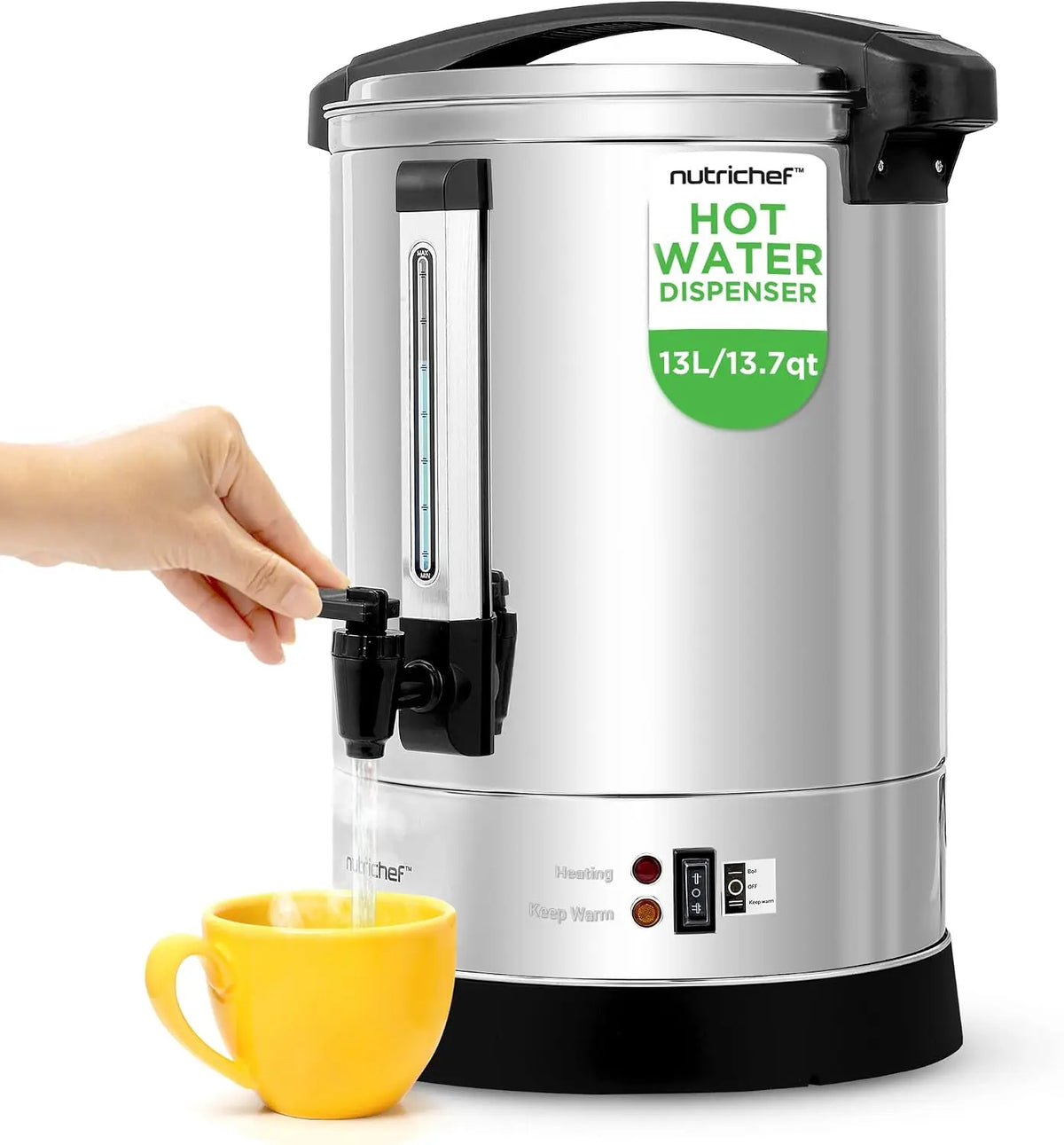 NutriChef Hot Water Urn 13L - Stainless Steel