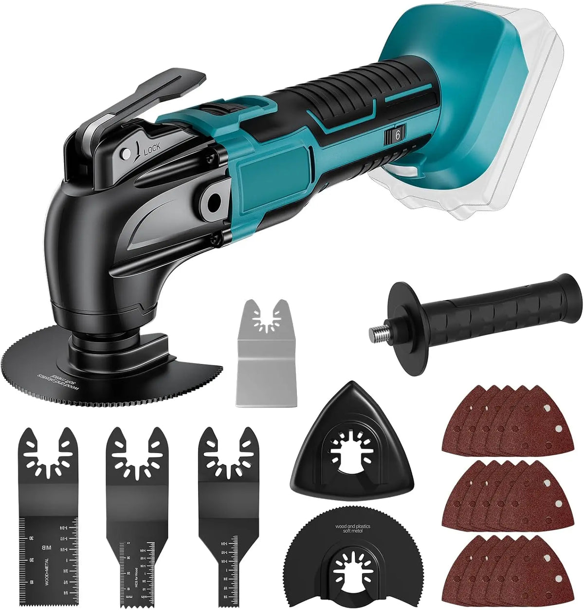 Cordless Oscillating Tool for Makita 18V Battery - No Battery, 6 Variable Speed Oscillating Power Tool, 22Pcs Multi Tool Kit, Sanding, Cutting Wood