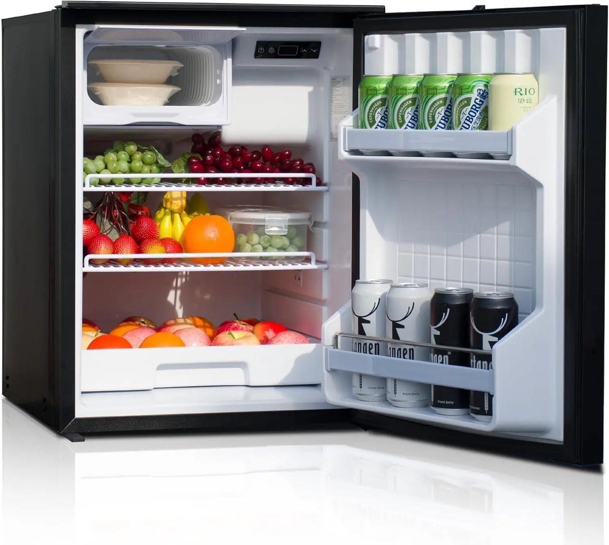 Smad 3.0 Cu. Ft. 12V/24V DC RV Refrigerator with Freezer - 18.8 in.W Car Travel Fridge Freezer with LED Light, SUV, Van, Boat & Camping