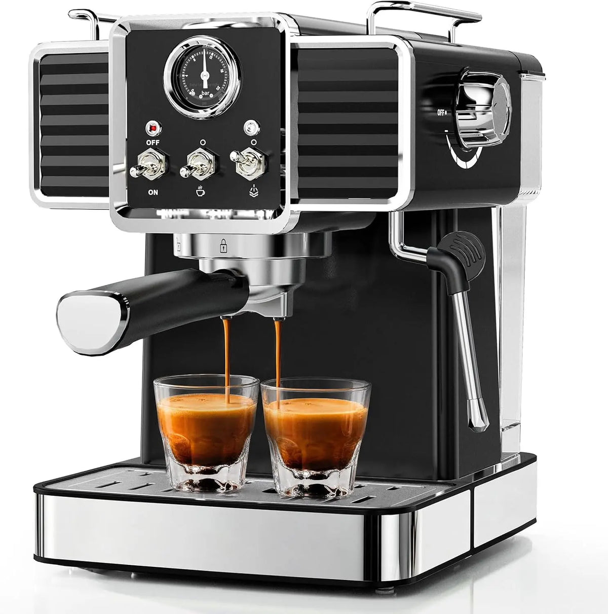 20Bar Semi Automatic Retro Espresso Machine - With Milk Frother